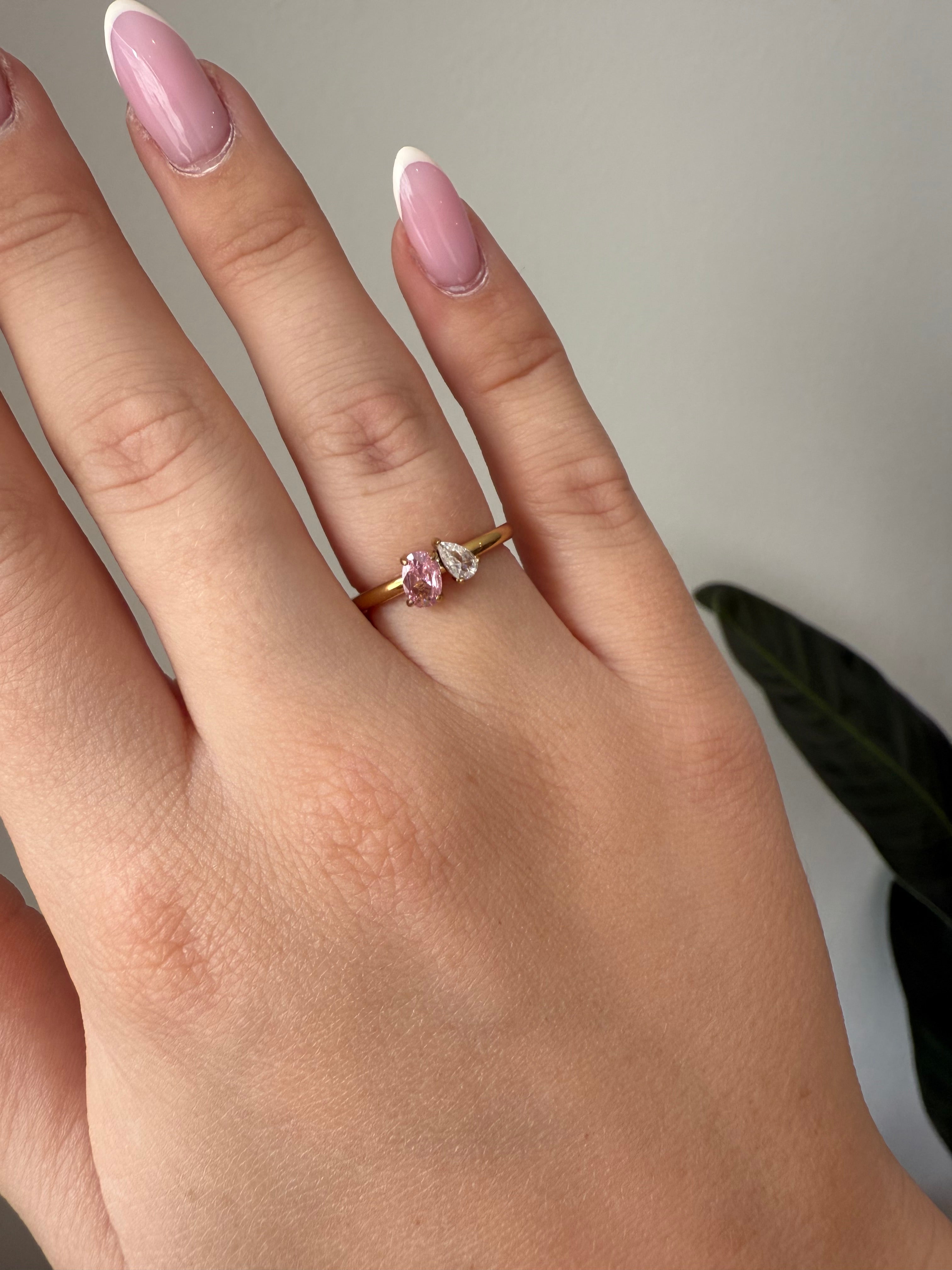 Pink Retro Ring | Goud