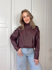 Leather Look Jacket Chrissy | Bordeaux