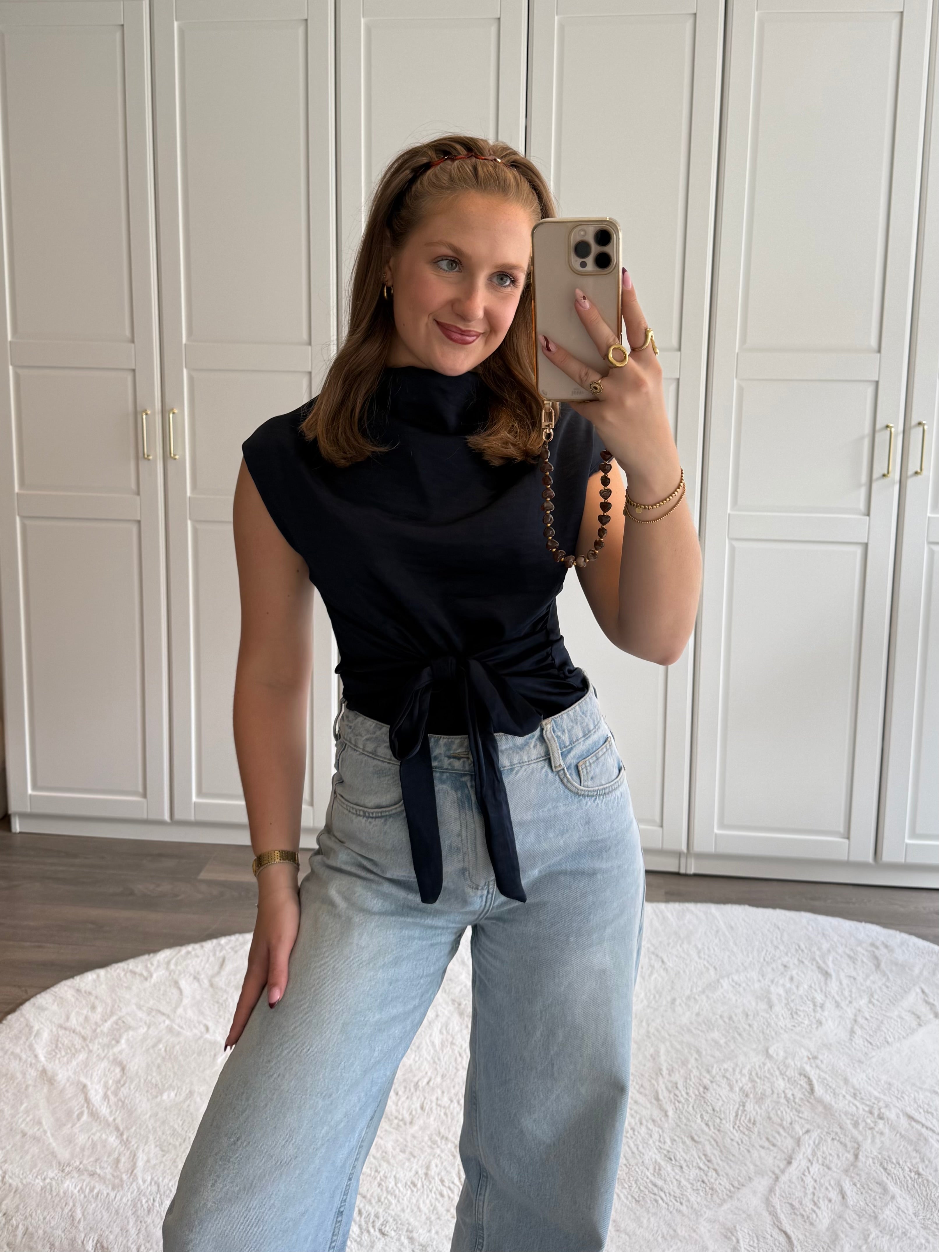 Satin Top Anna | Navy