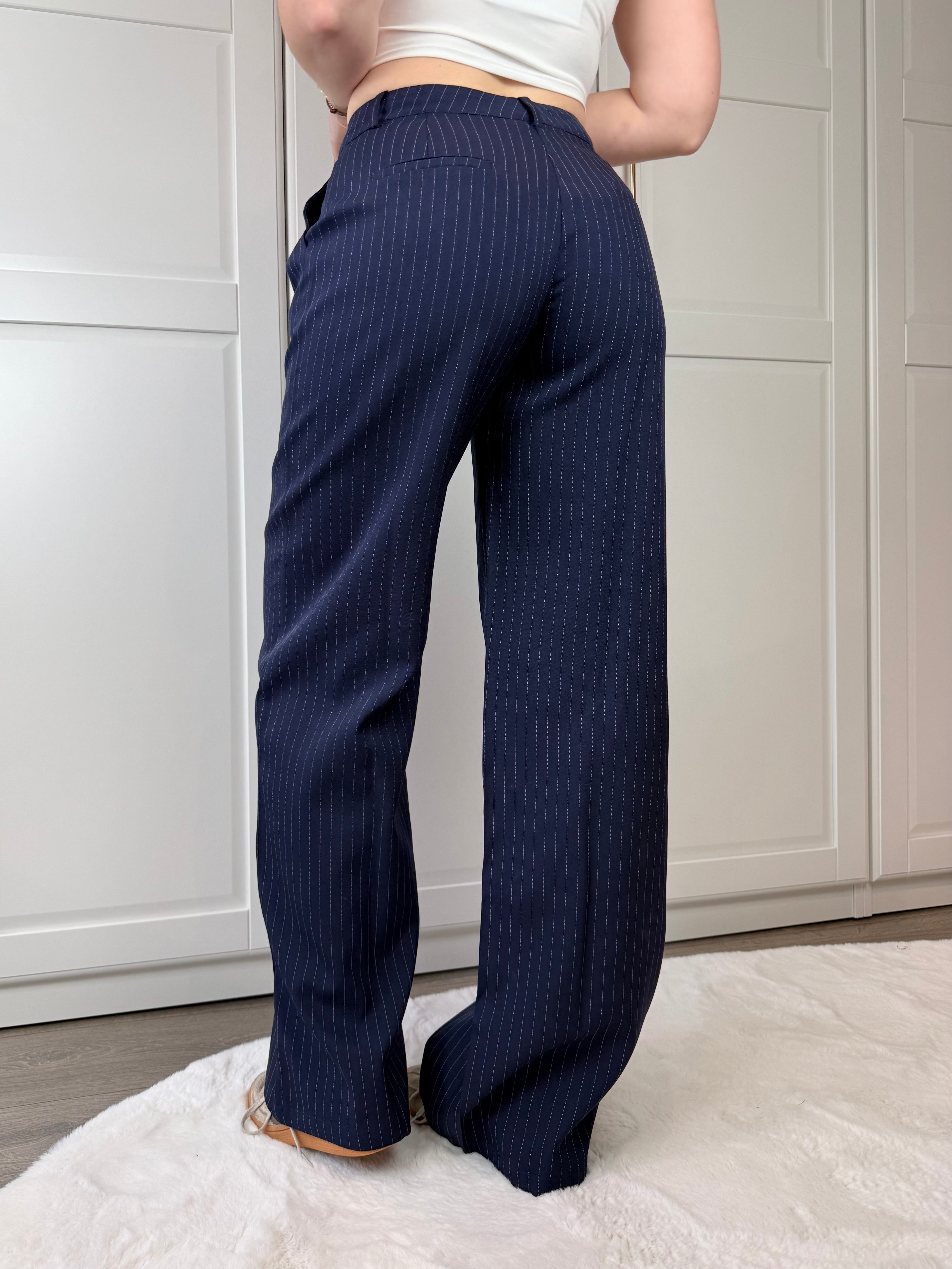 Tall Wide Leg Pantalon Sofia Striped | Navy