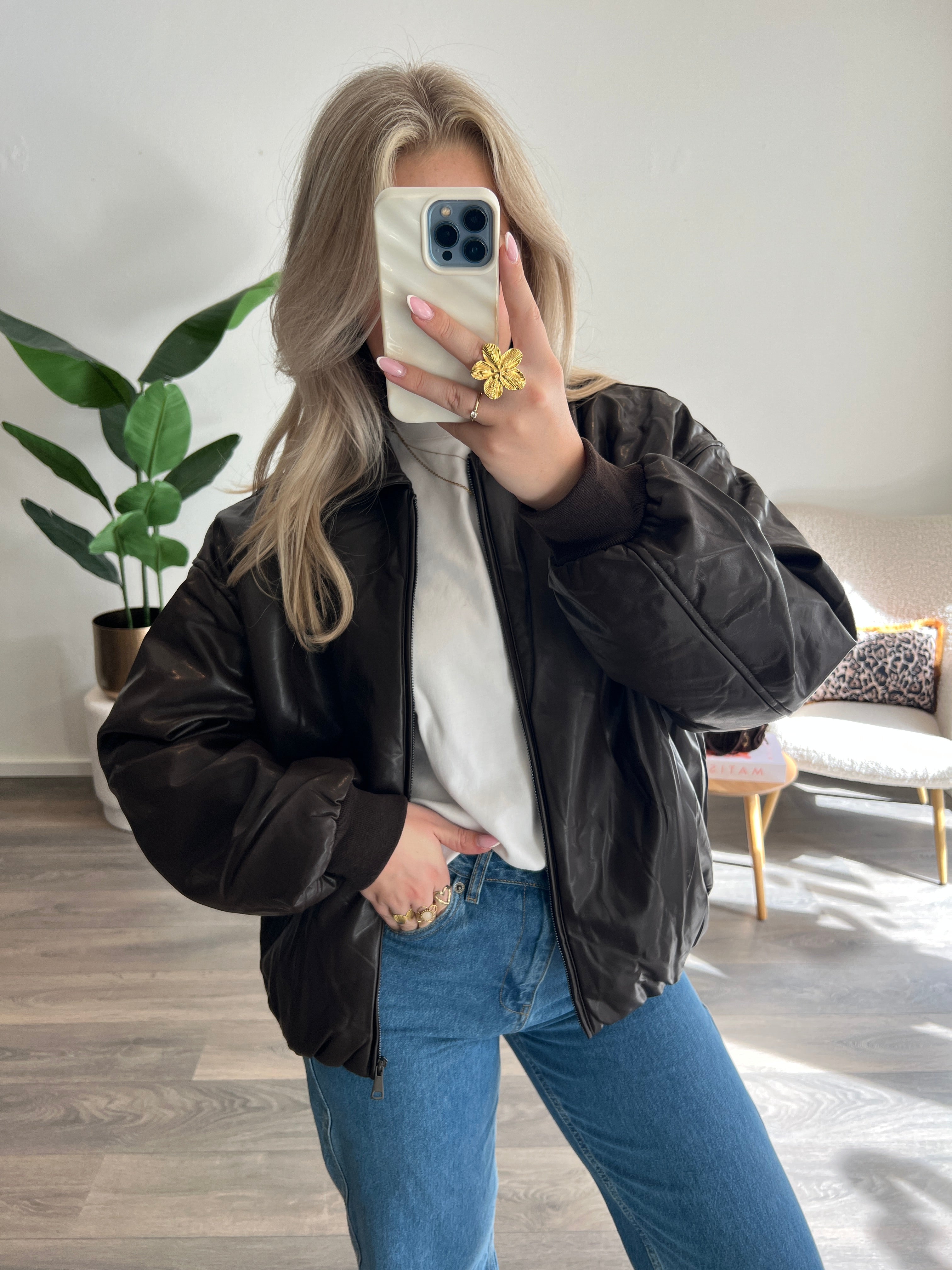 Leather Look Bomberjas | Choco