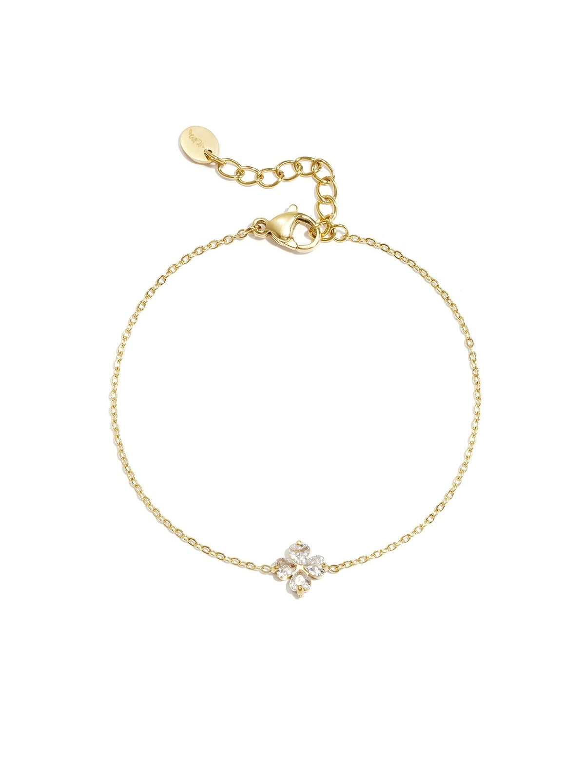 Strass Clover Armband | Goud