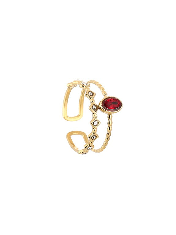 Double Zirkonia Ring | Rood