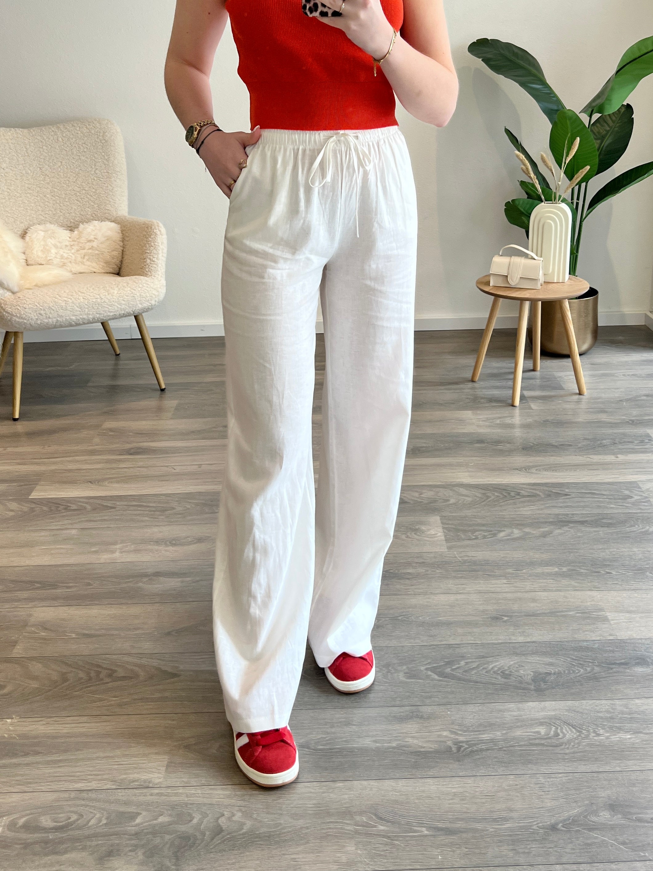 Linnen Livia Pants Regular | Wit