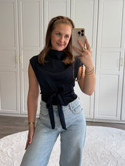 Satin Top Anna | Navy