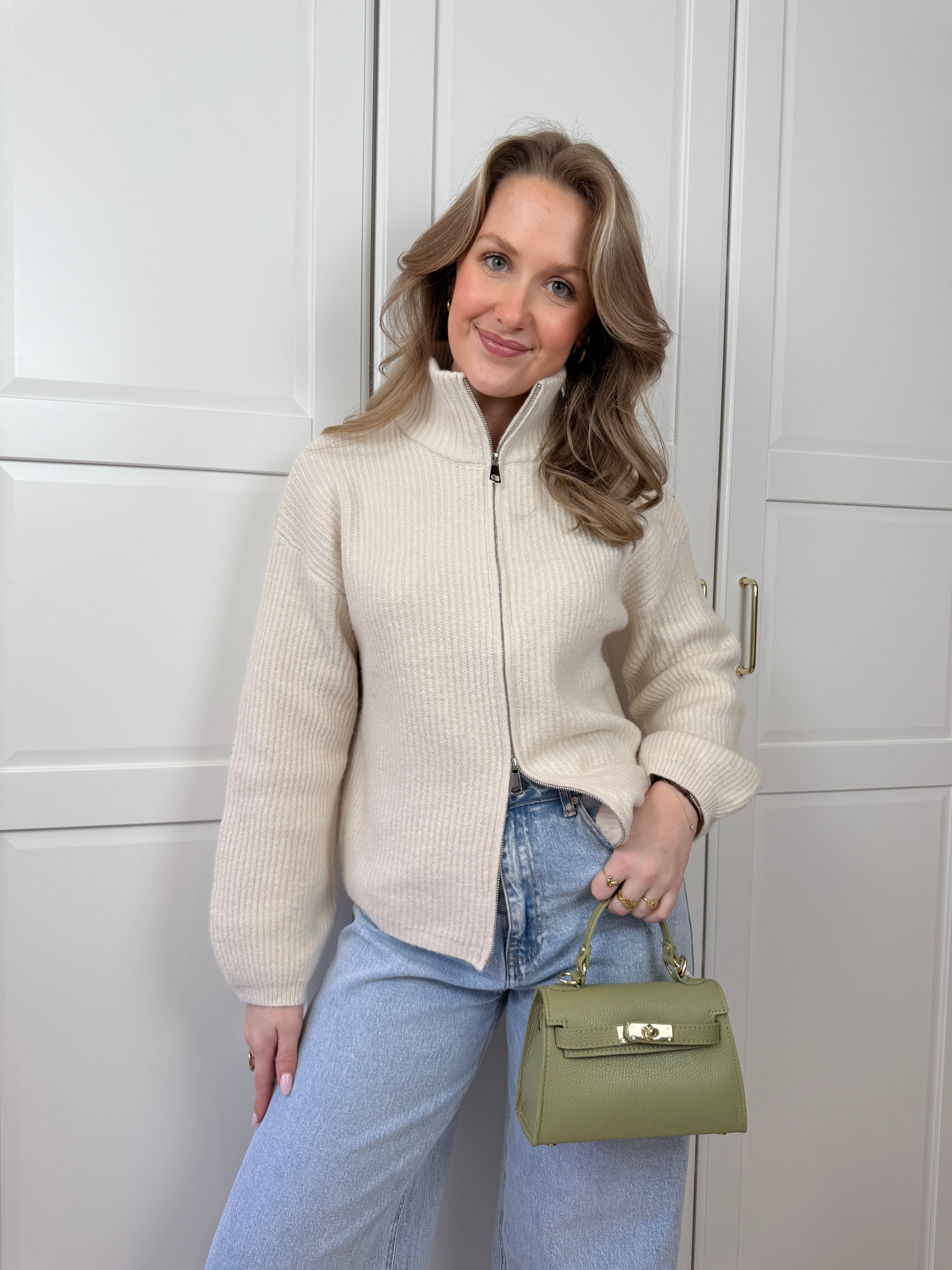 Zip Vest Moon | Ecru