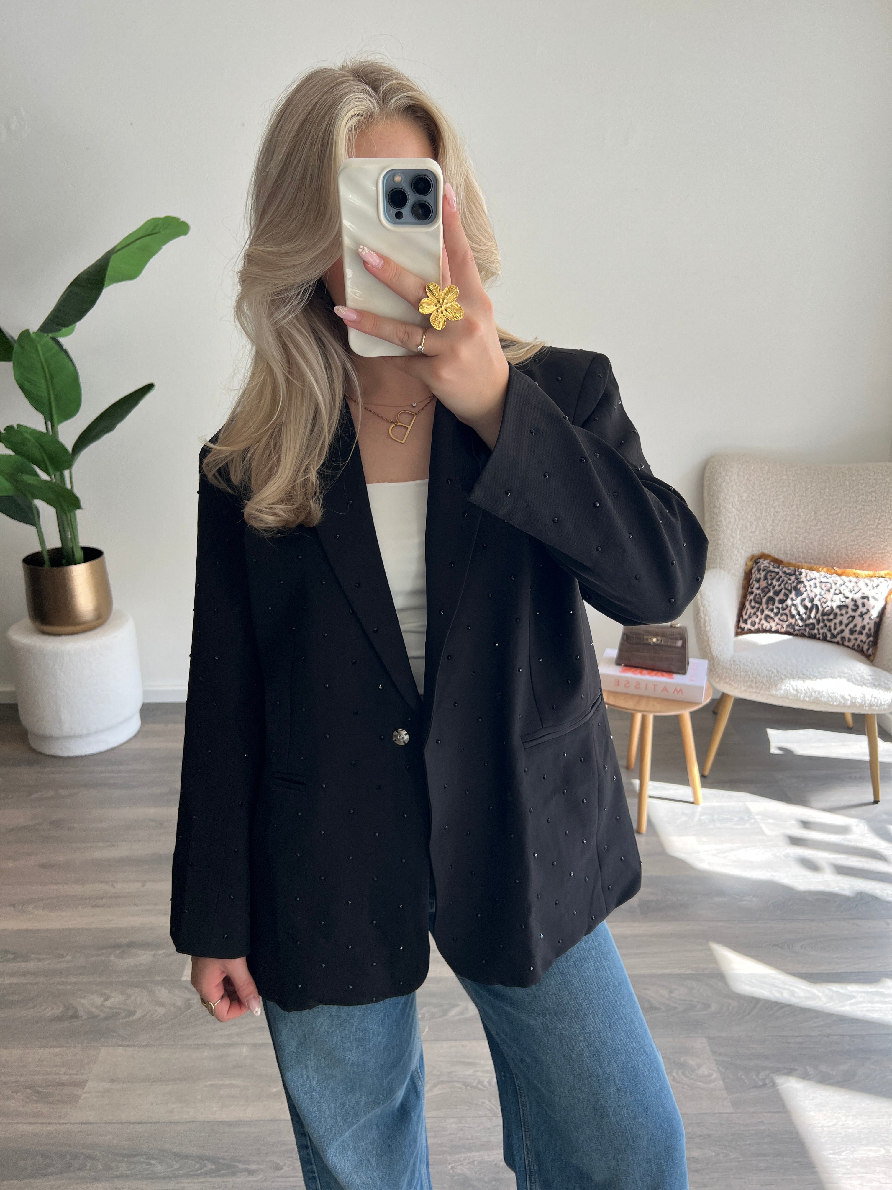 Strass Blazer Amy | Zwart