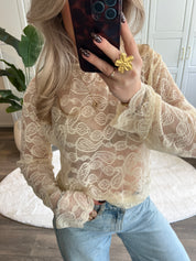 Lace T-shirt Pip | Creme