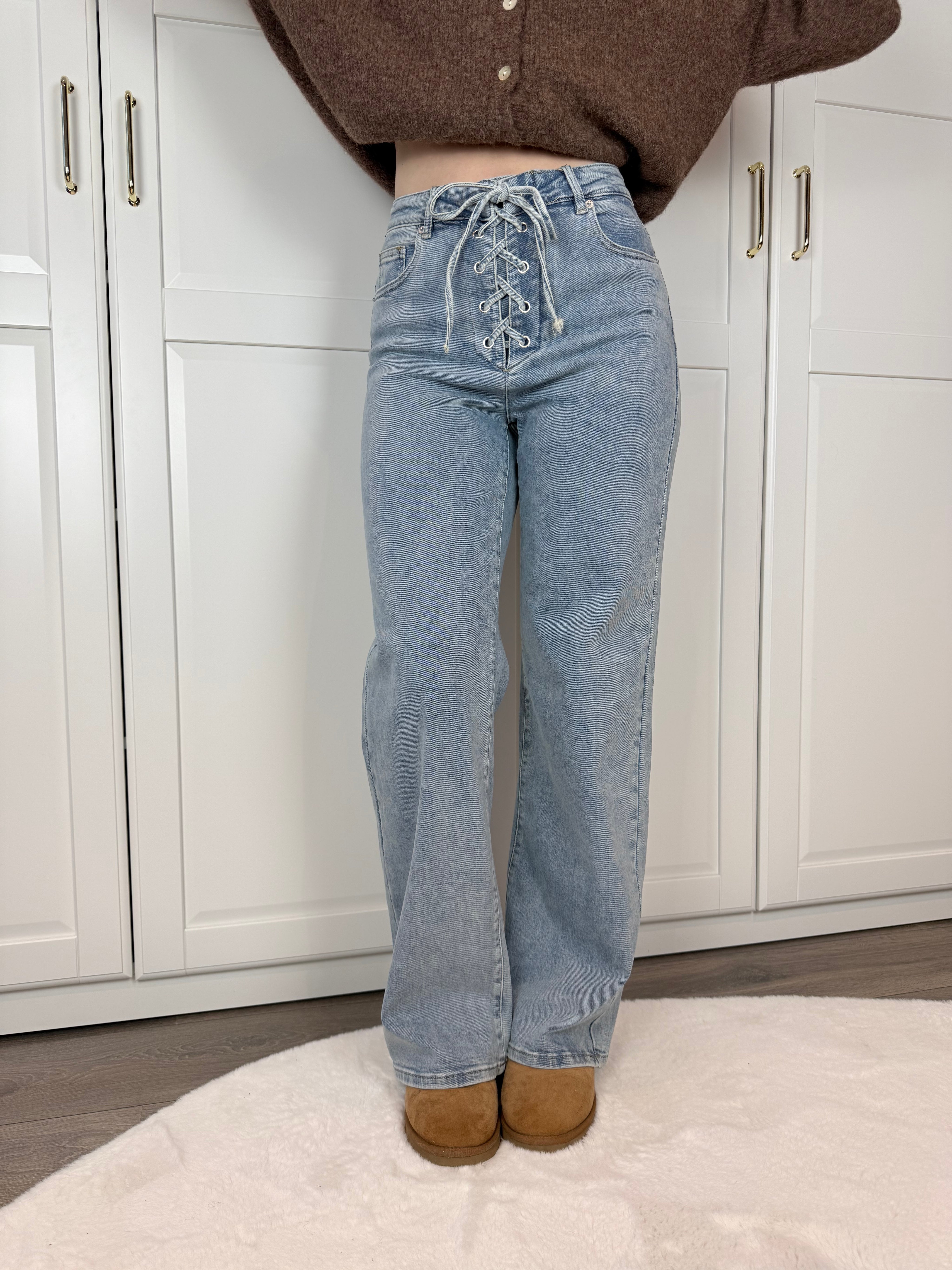 Wide Leg Lace Jeans 3367 | Blauw