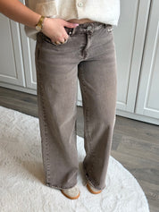 Adjustable Wide Leg Jeans 3925-5 | Washed
