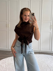 Satin Top Anna | Bruin