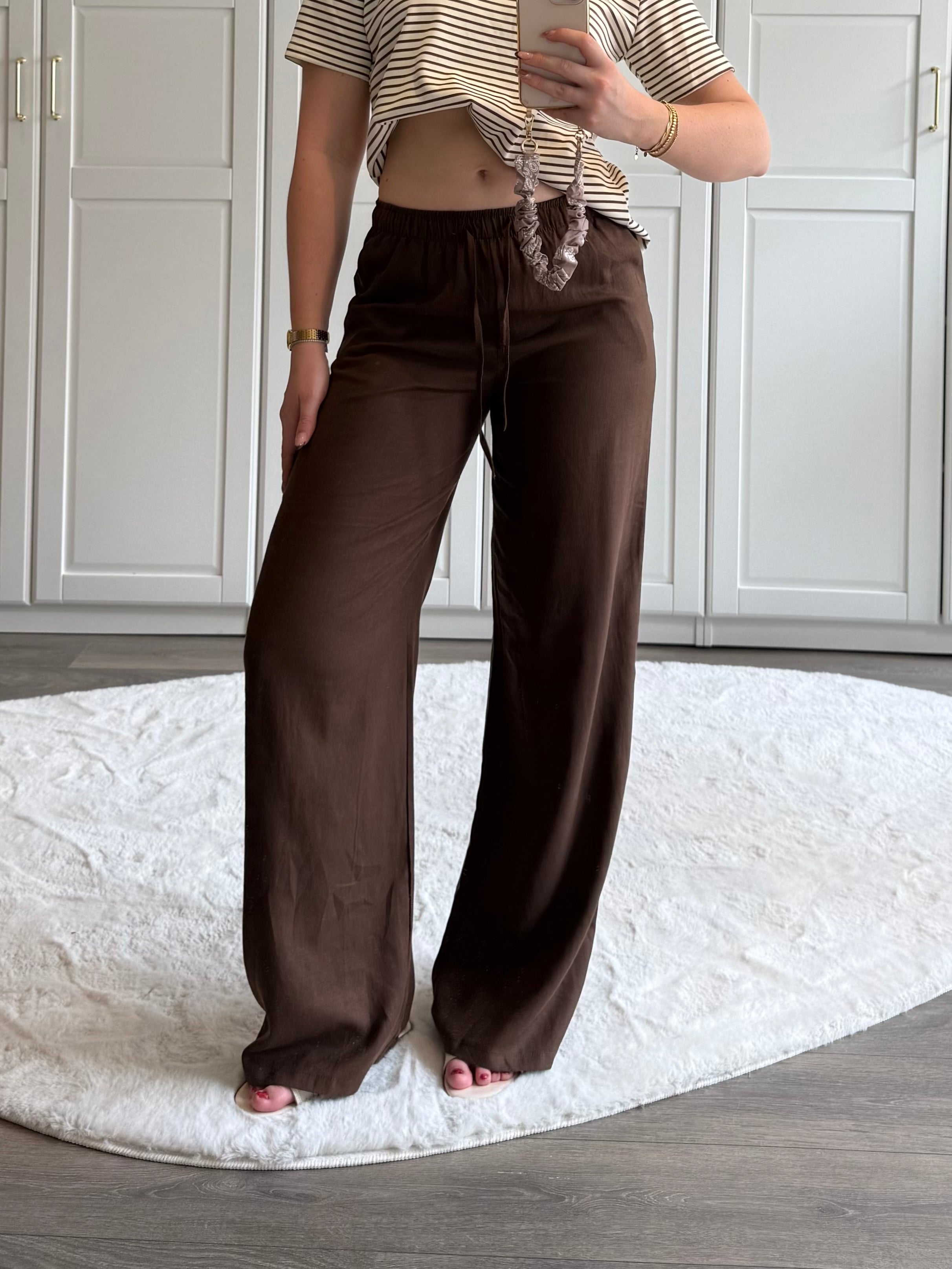 Linnen Pants Isa Regular | Bruin