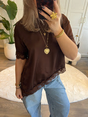 Satin Lace T-Shirt Evy | Bruin