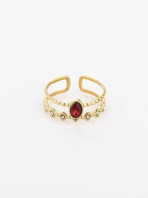 Double Zirkonia Ring | Rood