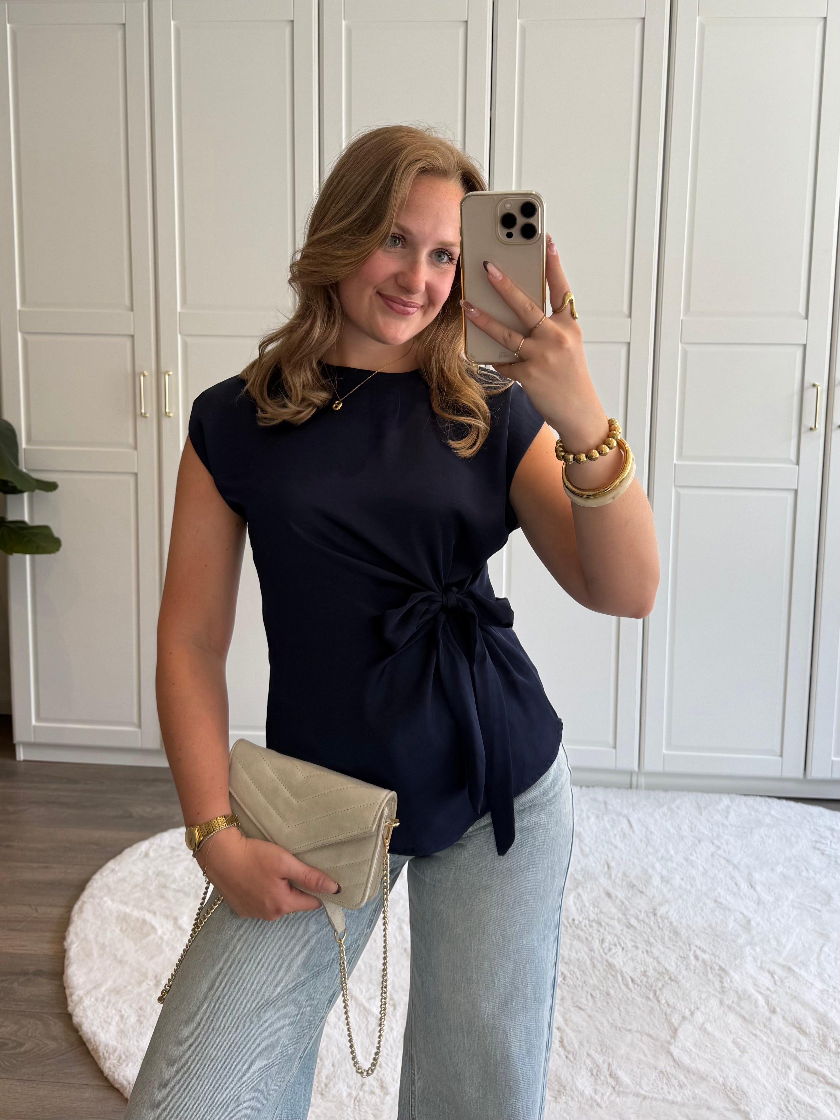 Satin Top Britt | Navy