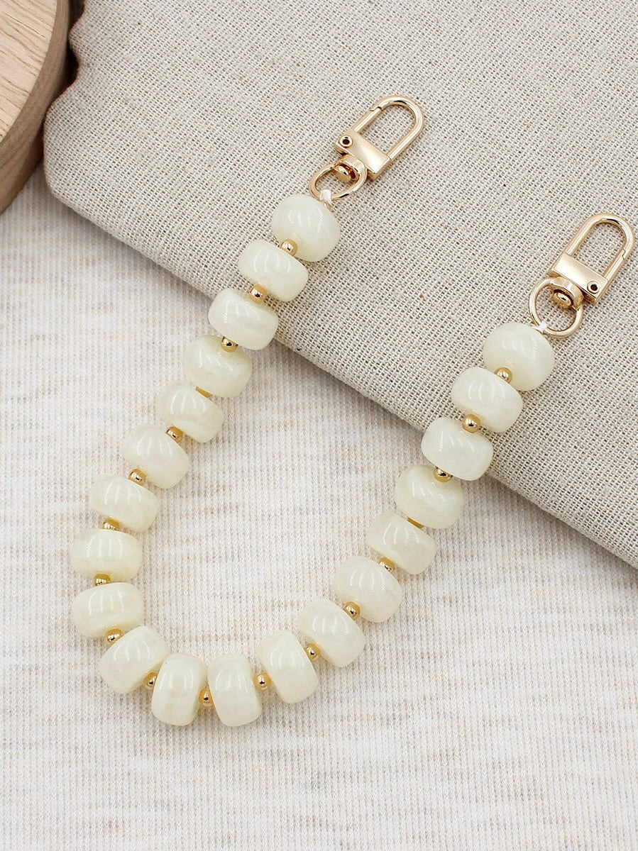 Telefoonkoord Beads | Creme
