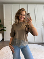 Lace T-shirt Joy | Taupe