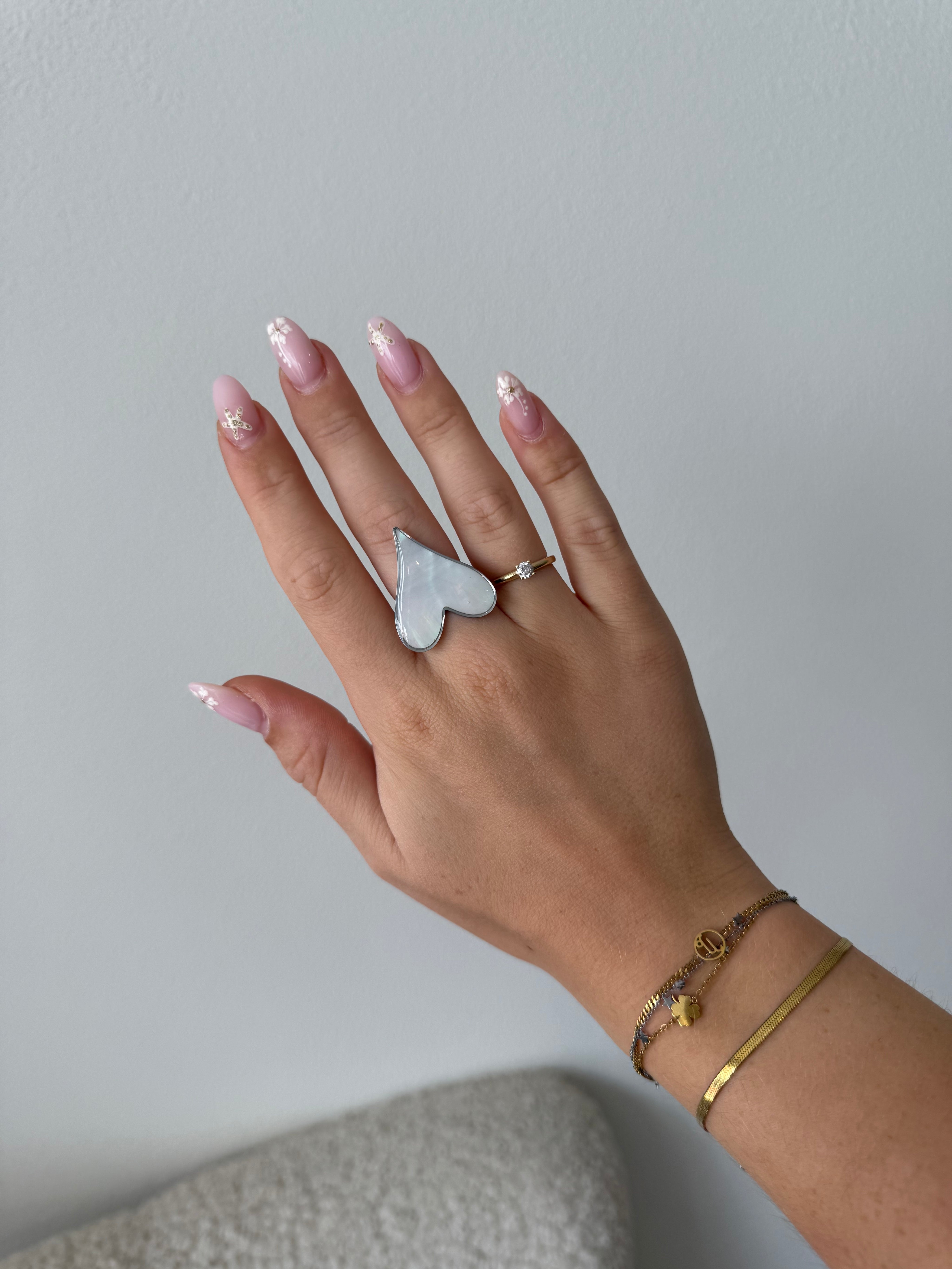 White Heart Ring