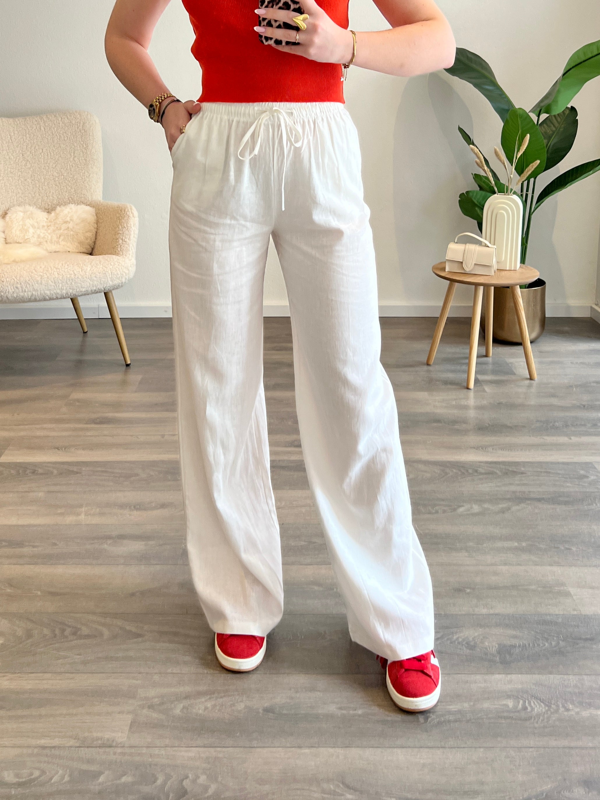 Linnen Livia Pants Regular | Wit