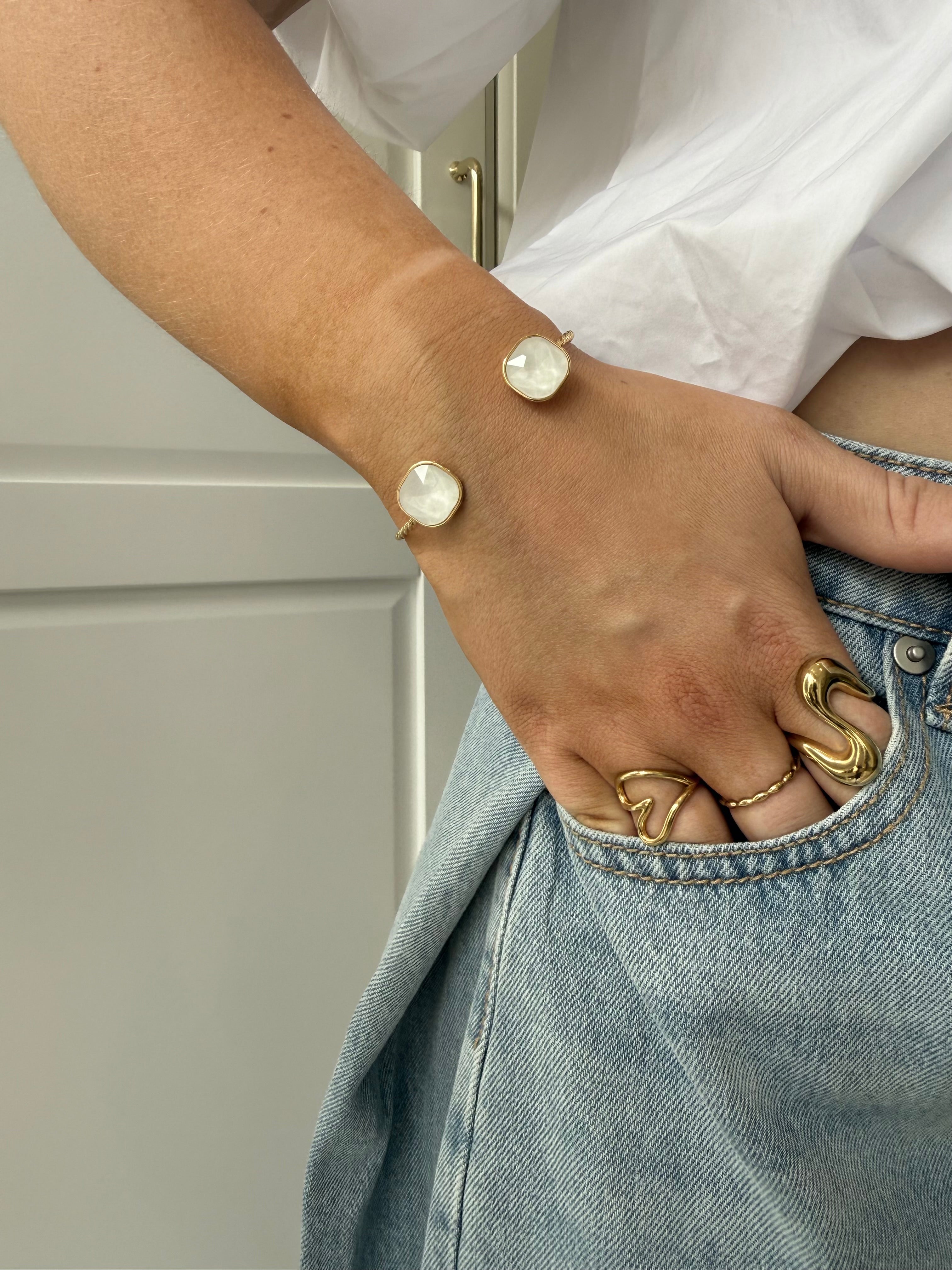 Stone Bangle Armband | Wit