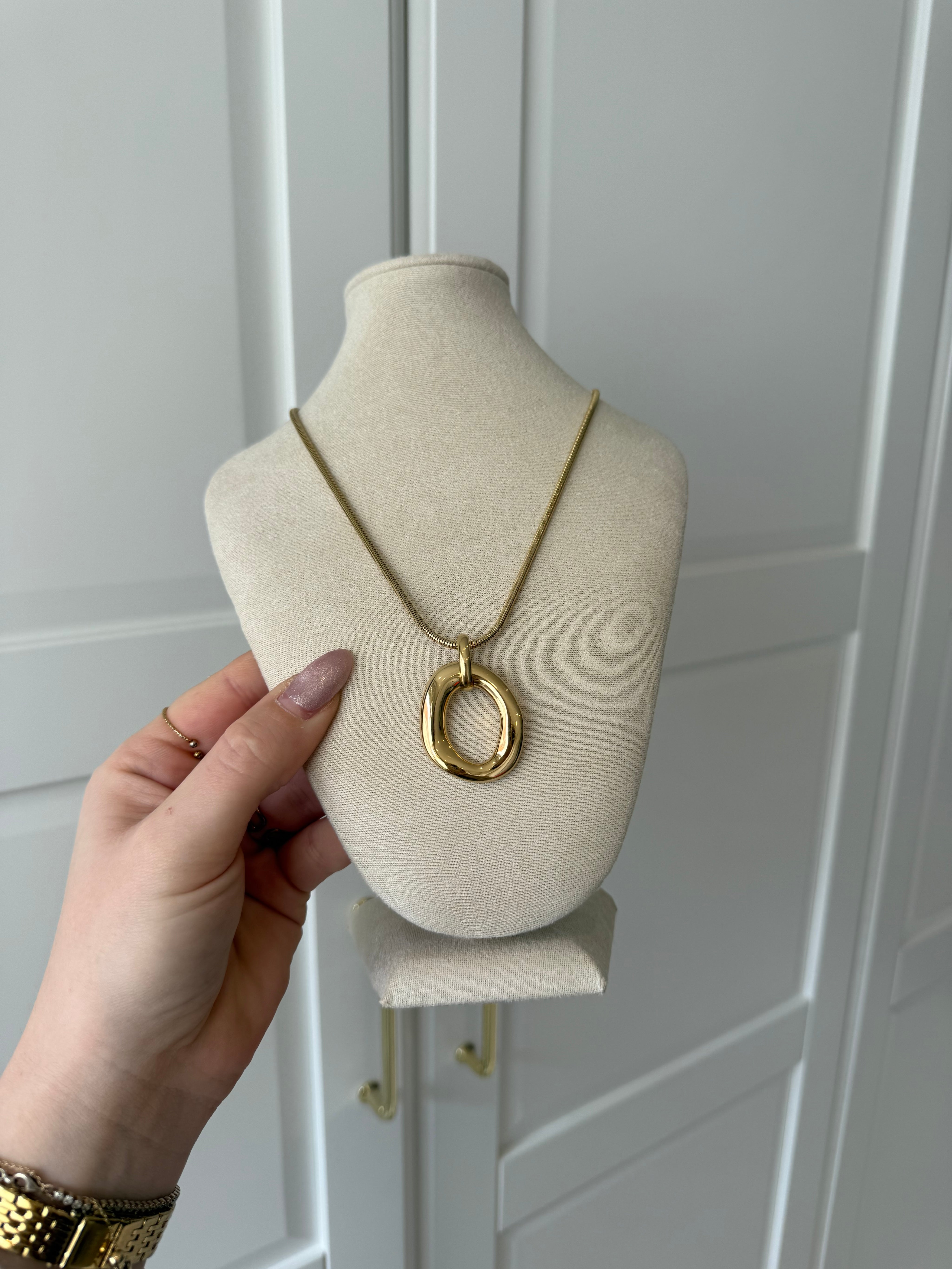 Oval Charm Ketting | Goud