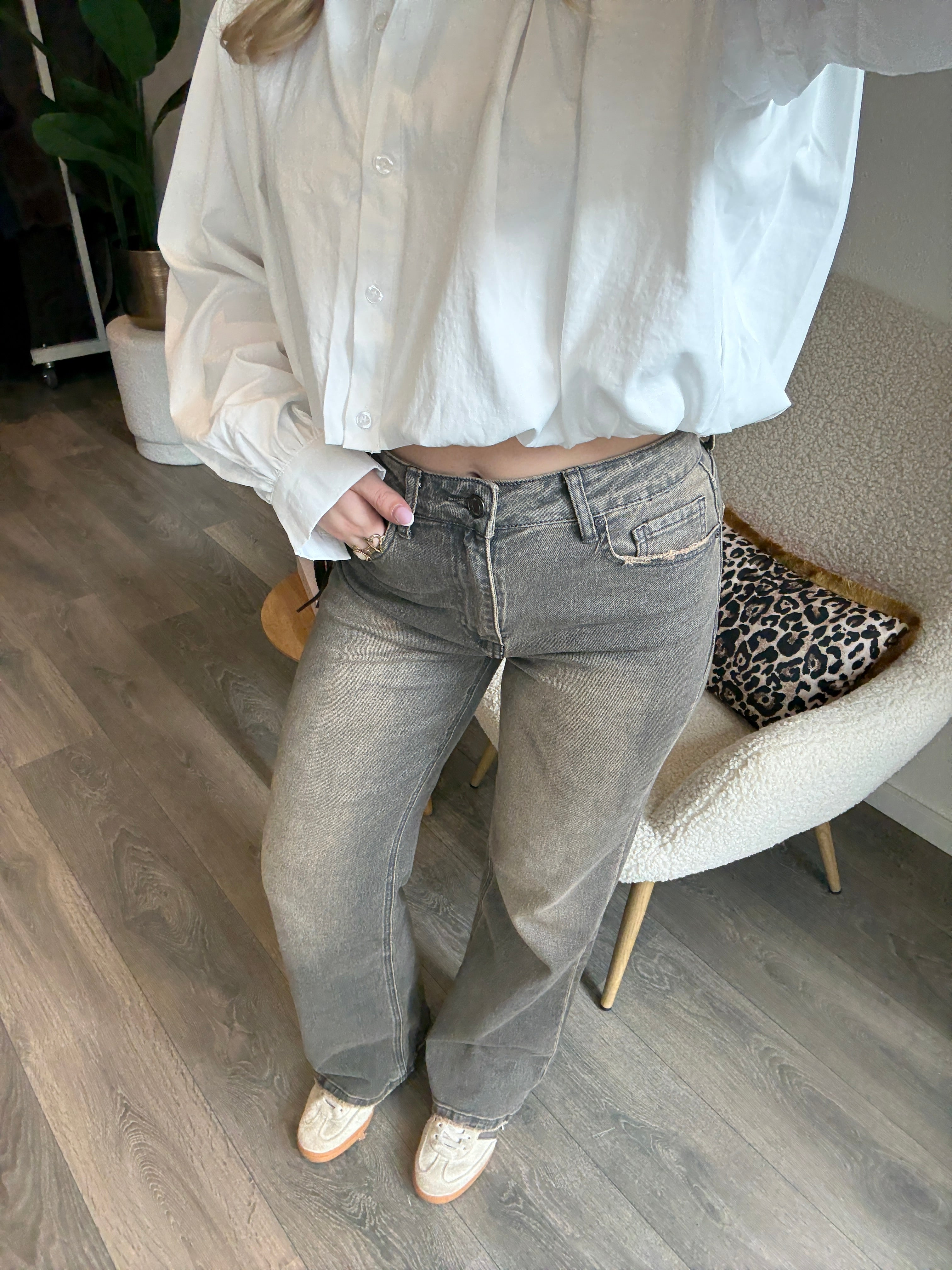Wide Leg Jeans 3755 | Brown Washed