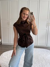 Satin Top Anna | Bruin