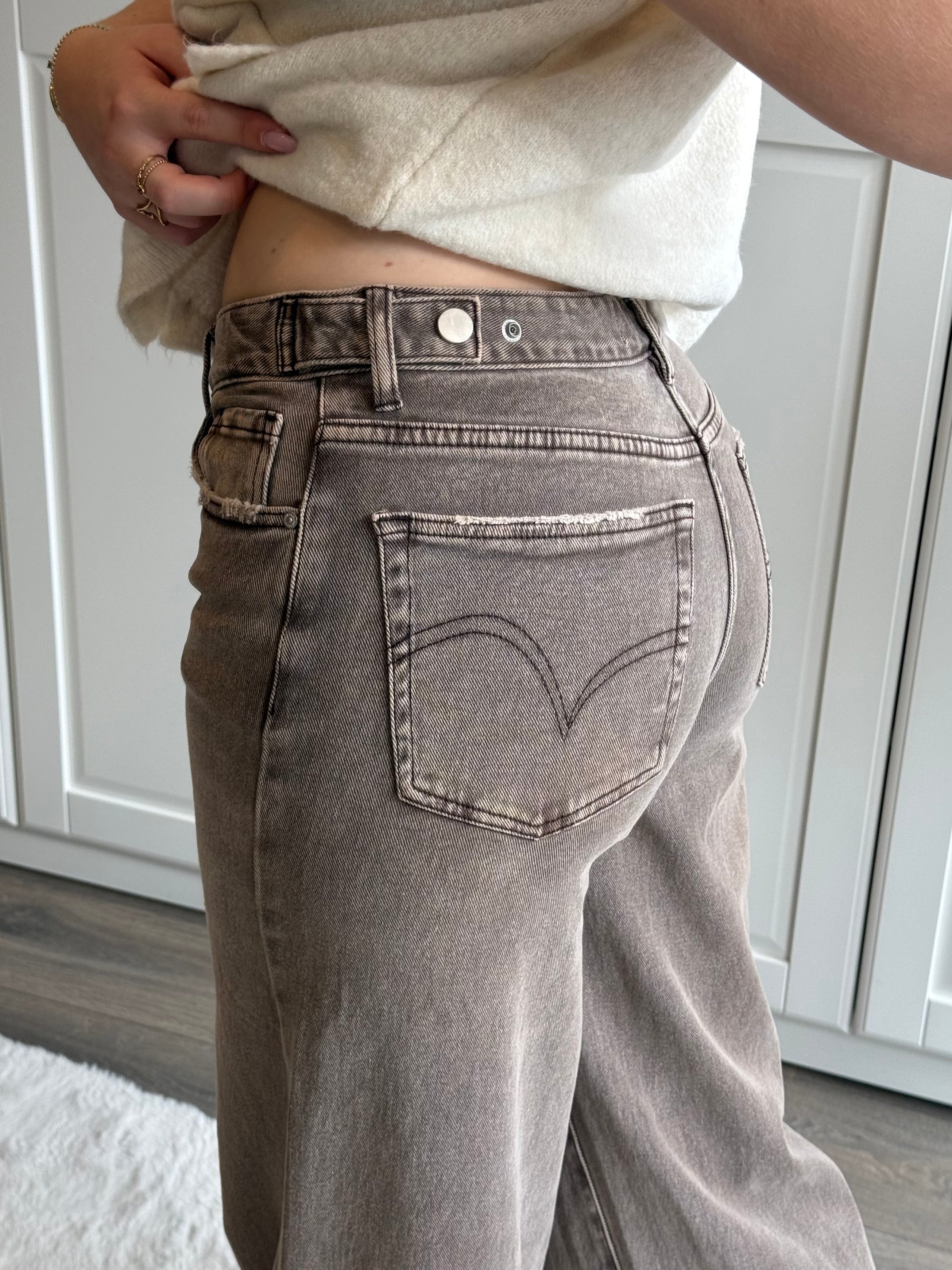 Adjustable Wide Leg Jeans 3925-5 | Washed