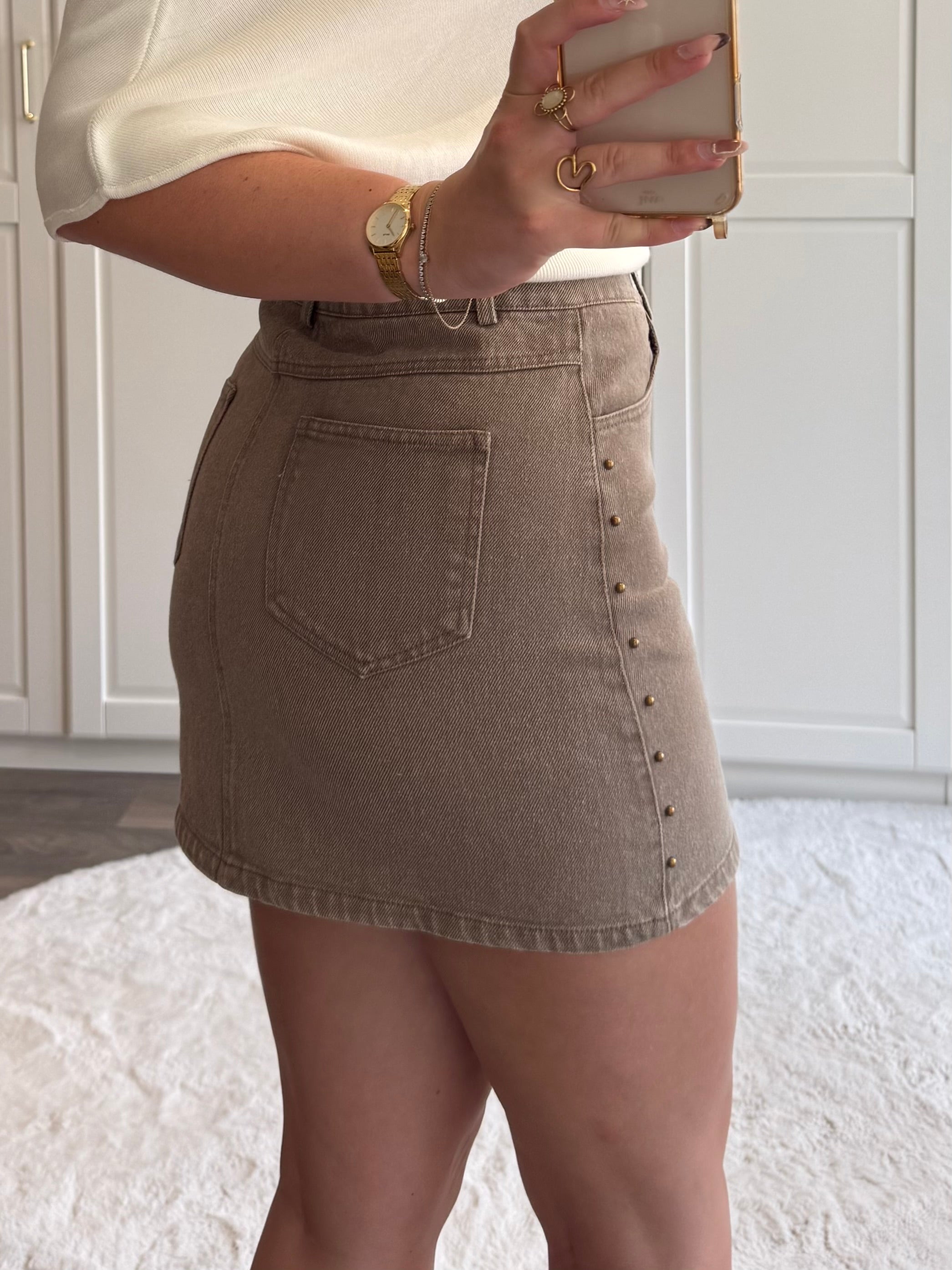 Denim Studs Rokje 104 | Taupe