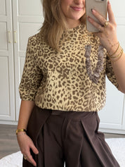 Denim Top Lisa | Leopard