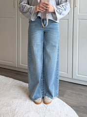 Adjustable Wide Leg Jeans 3925 | Blauw