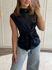 Satin Top Anna | Navy