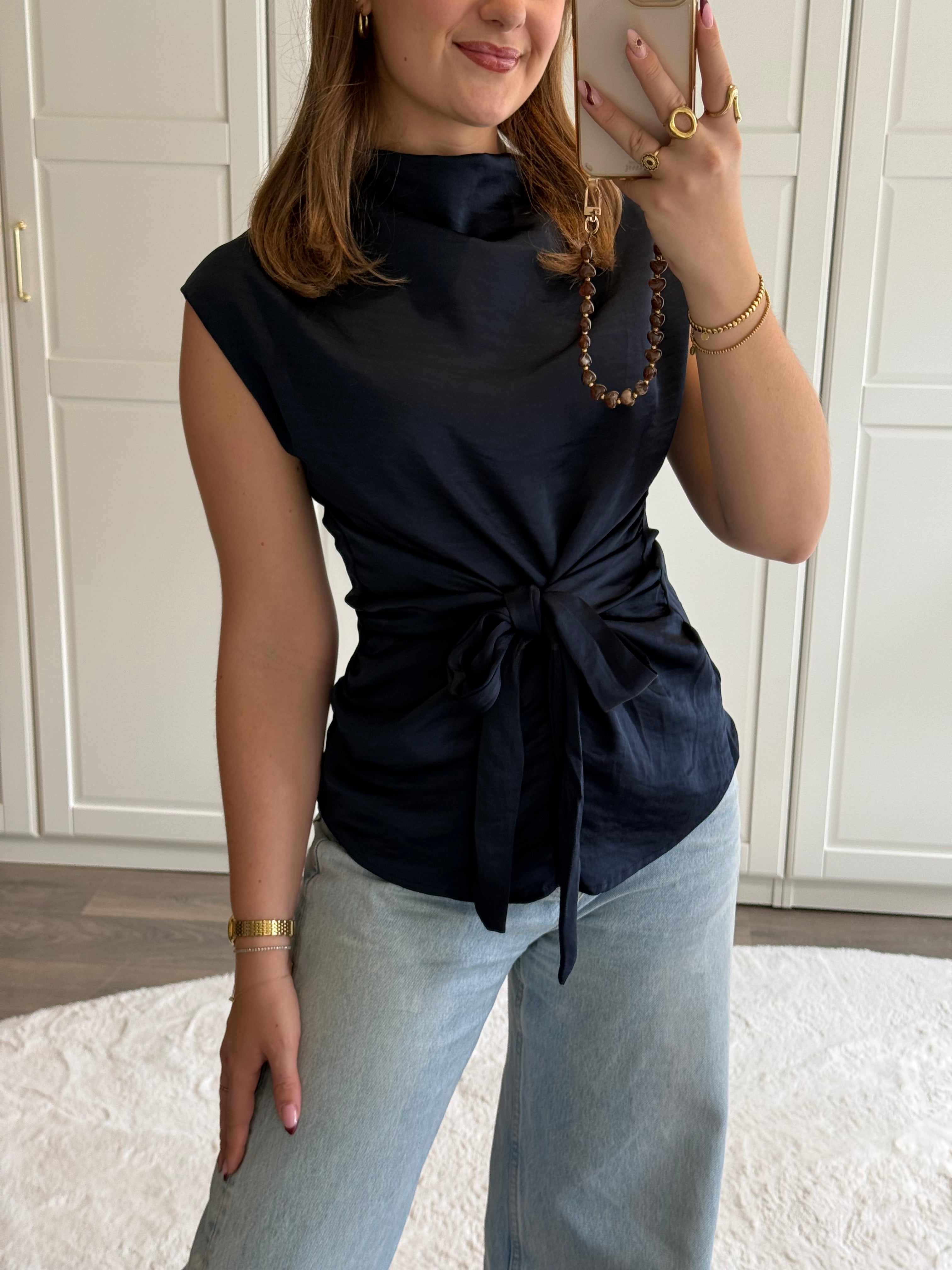 Satin Top Anna | Navy