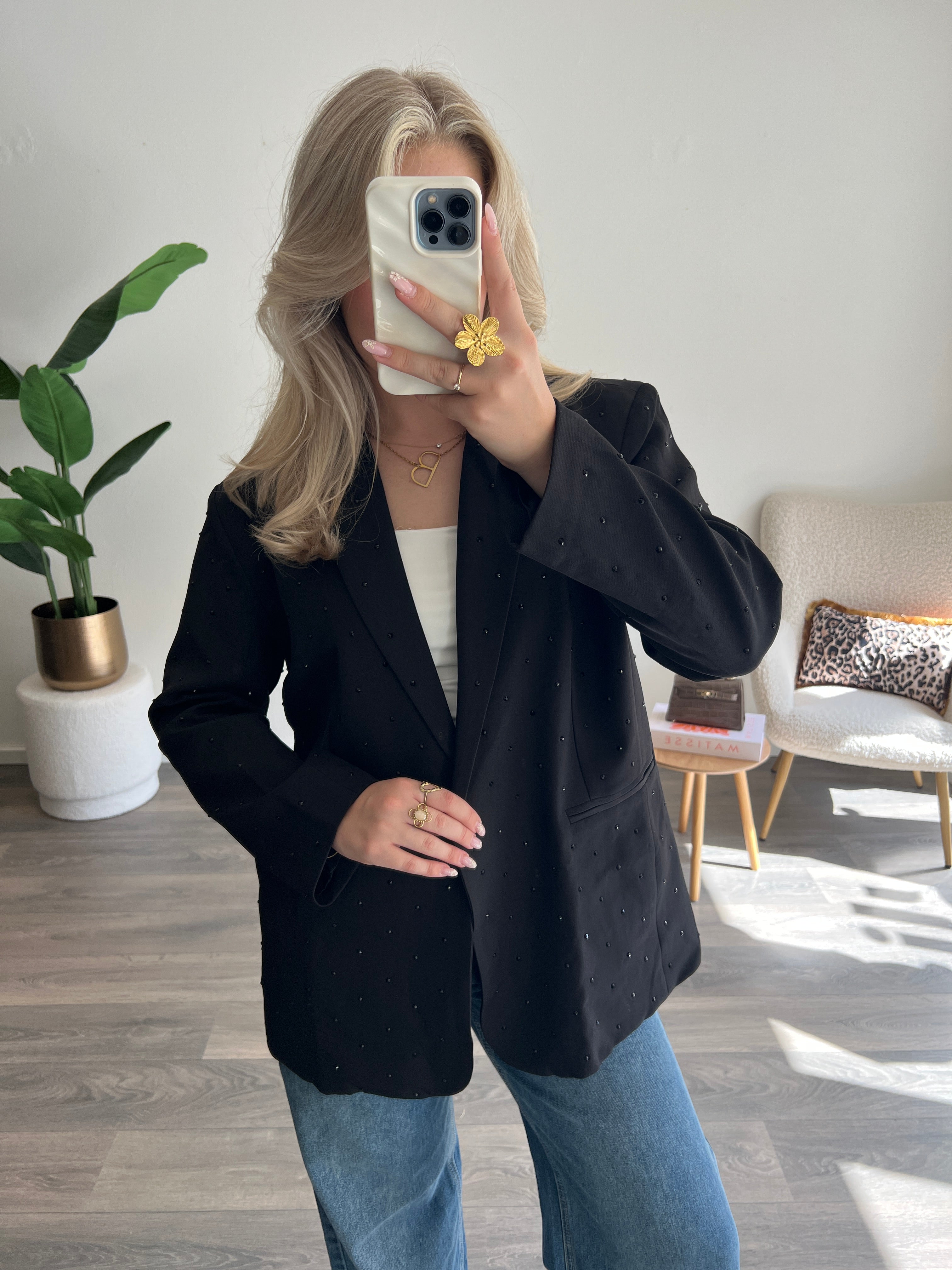 Strass Blazer Amy | Zwart