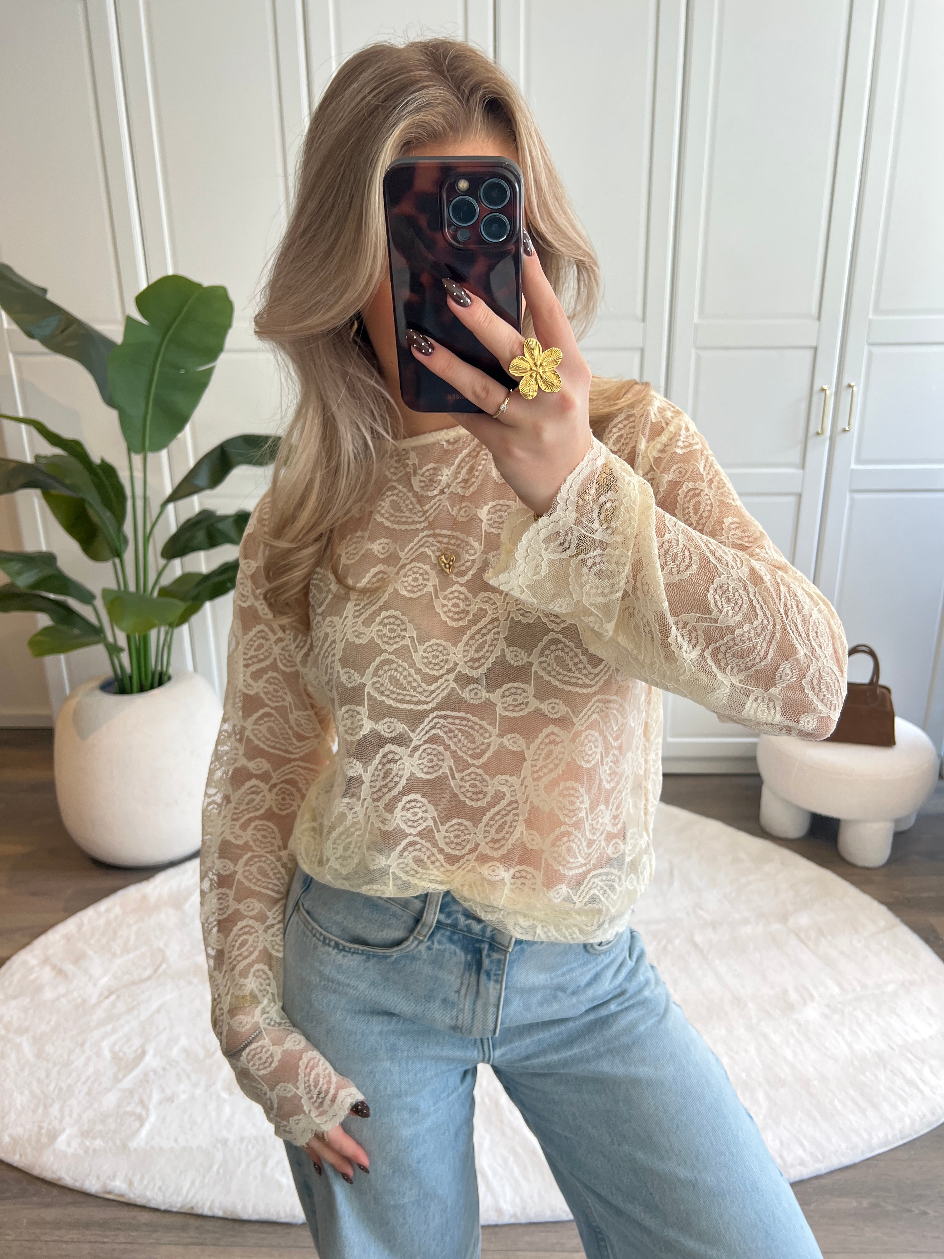 Lace T-shirt Pip | Creme