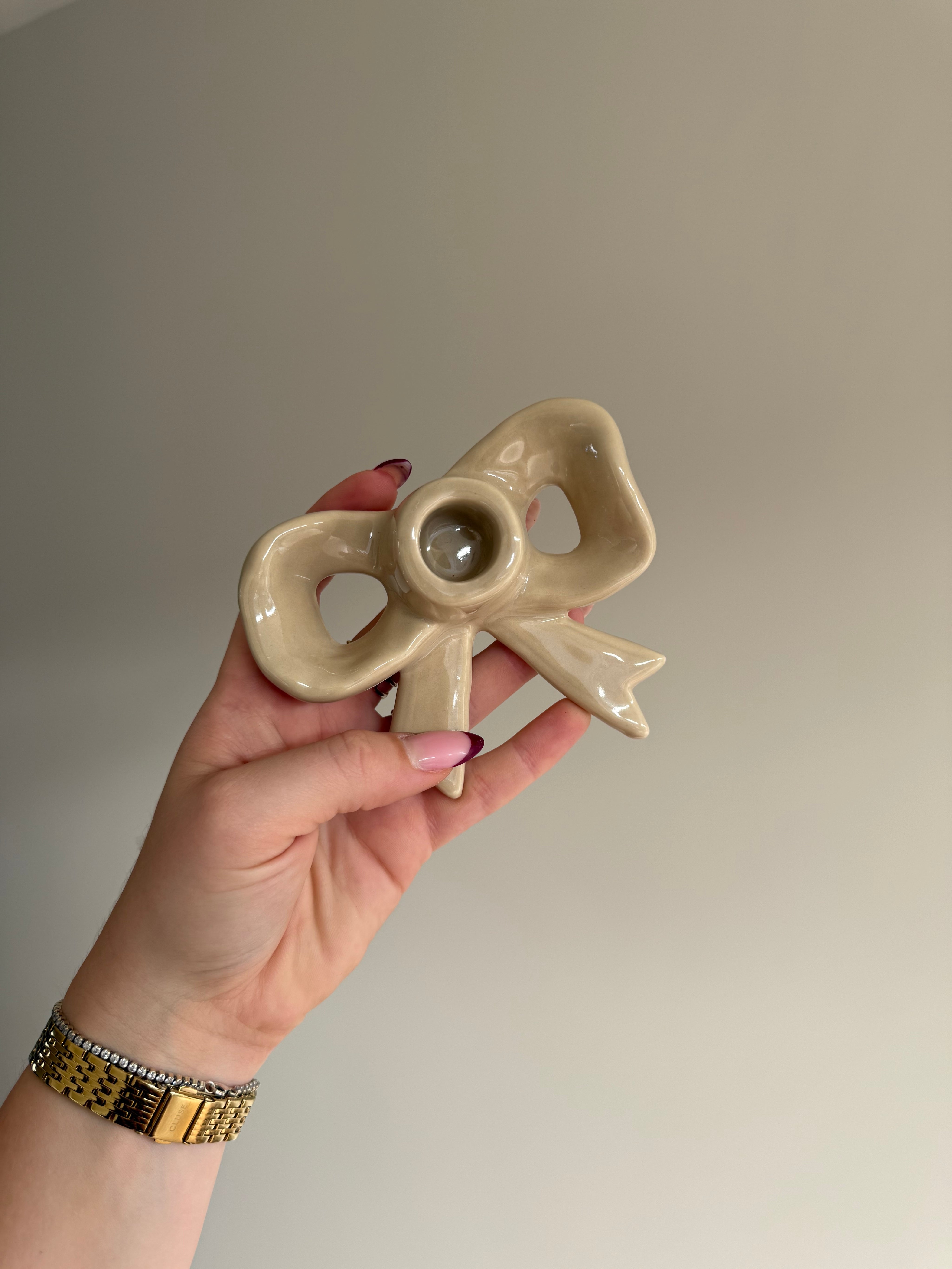 Kaarsenhouder Bow | Beige
