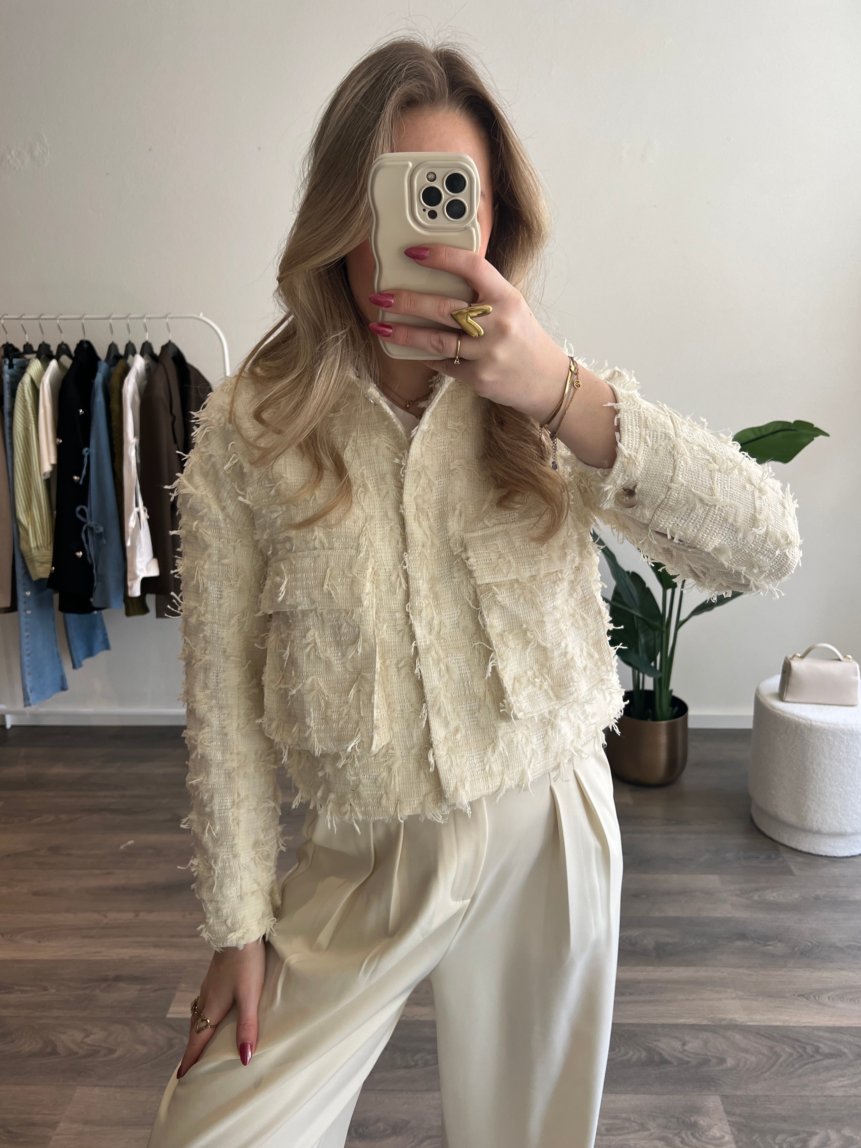 Tweed Jasje Quinty | Creme