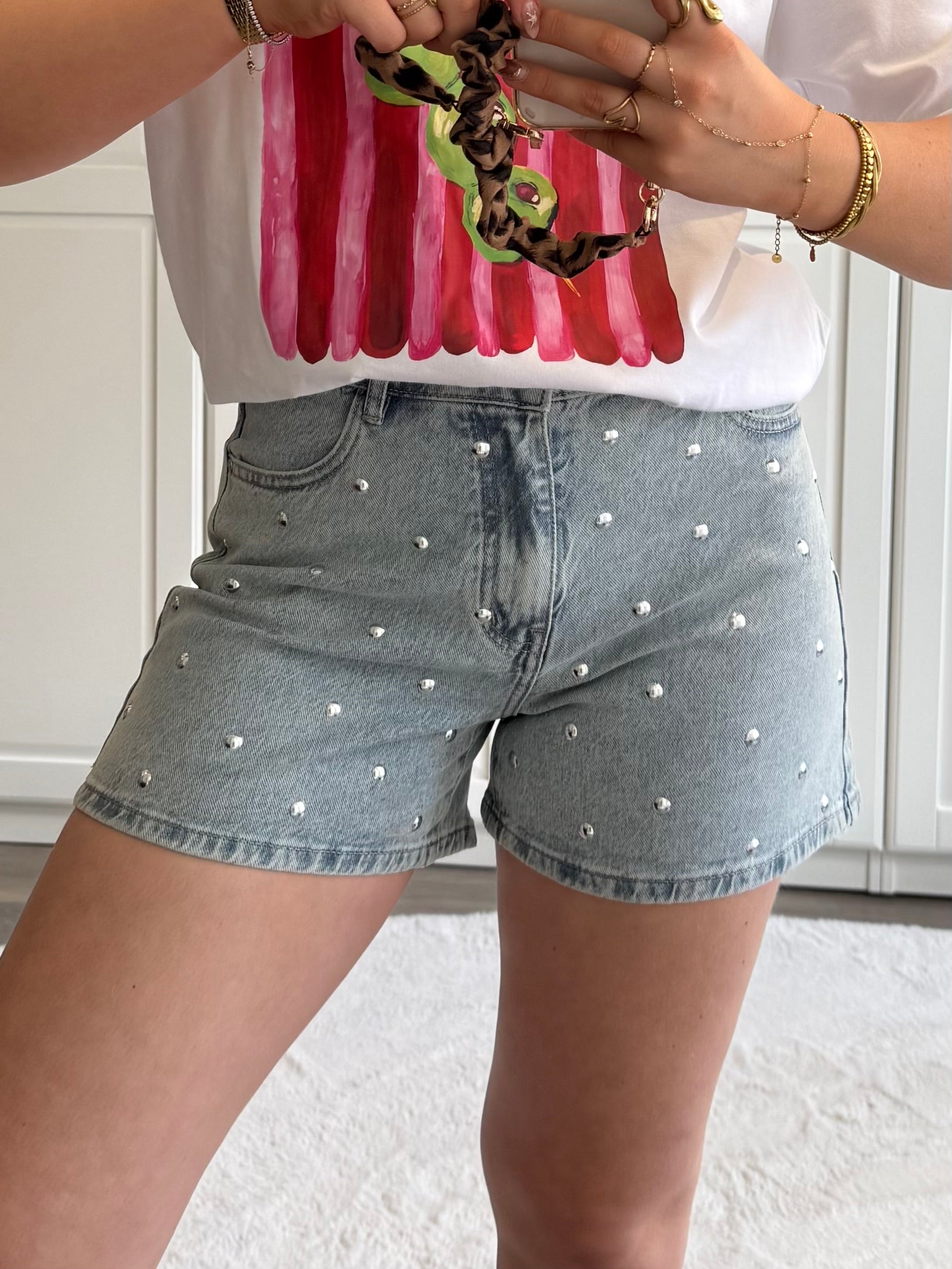 Denim Studs Short 9178 | Blauw
