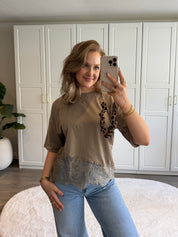 Lace T-shirt Joy | Taupe