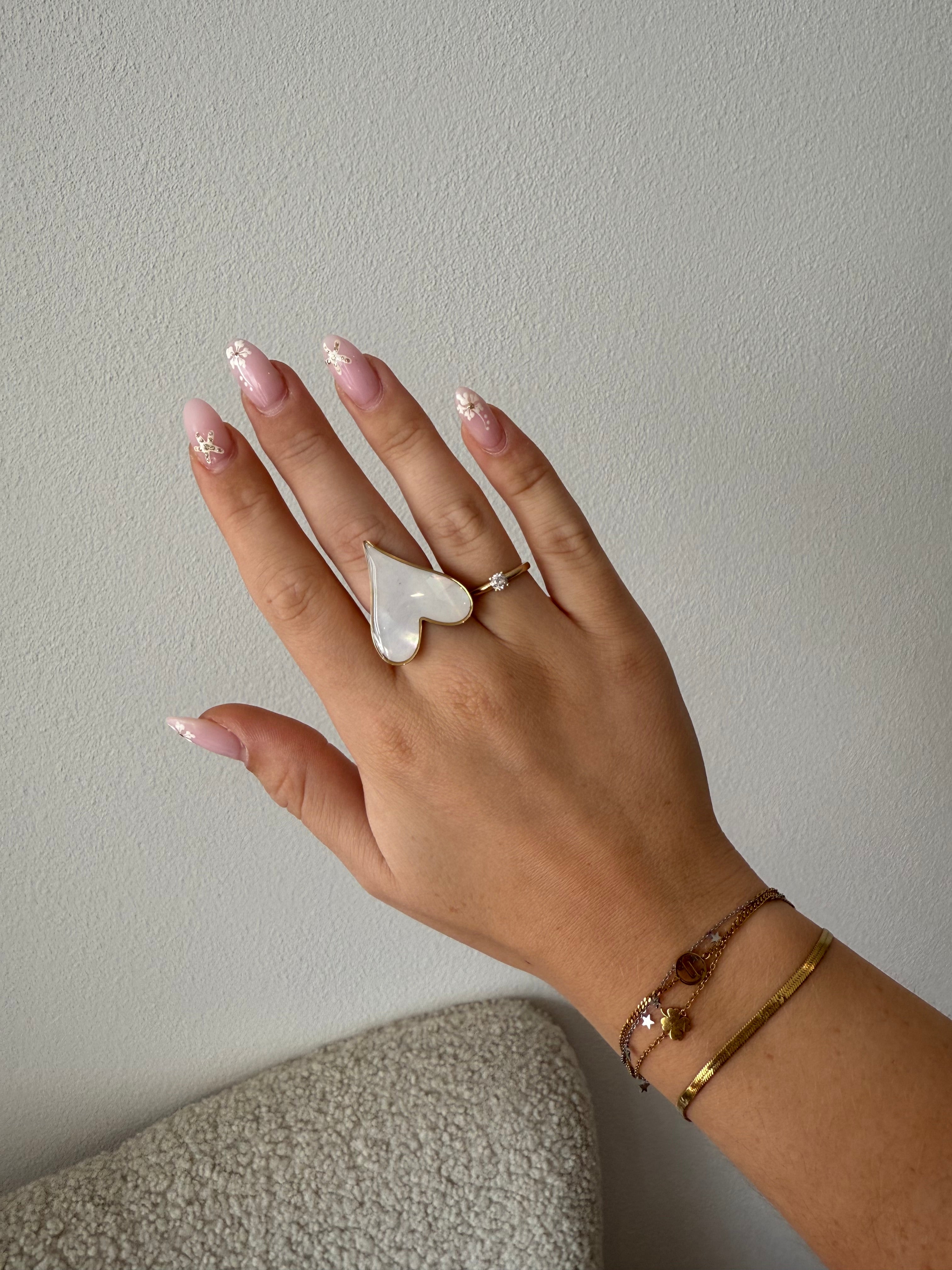 White Heart Ring