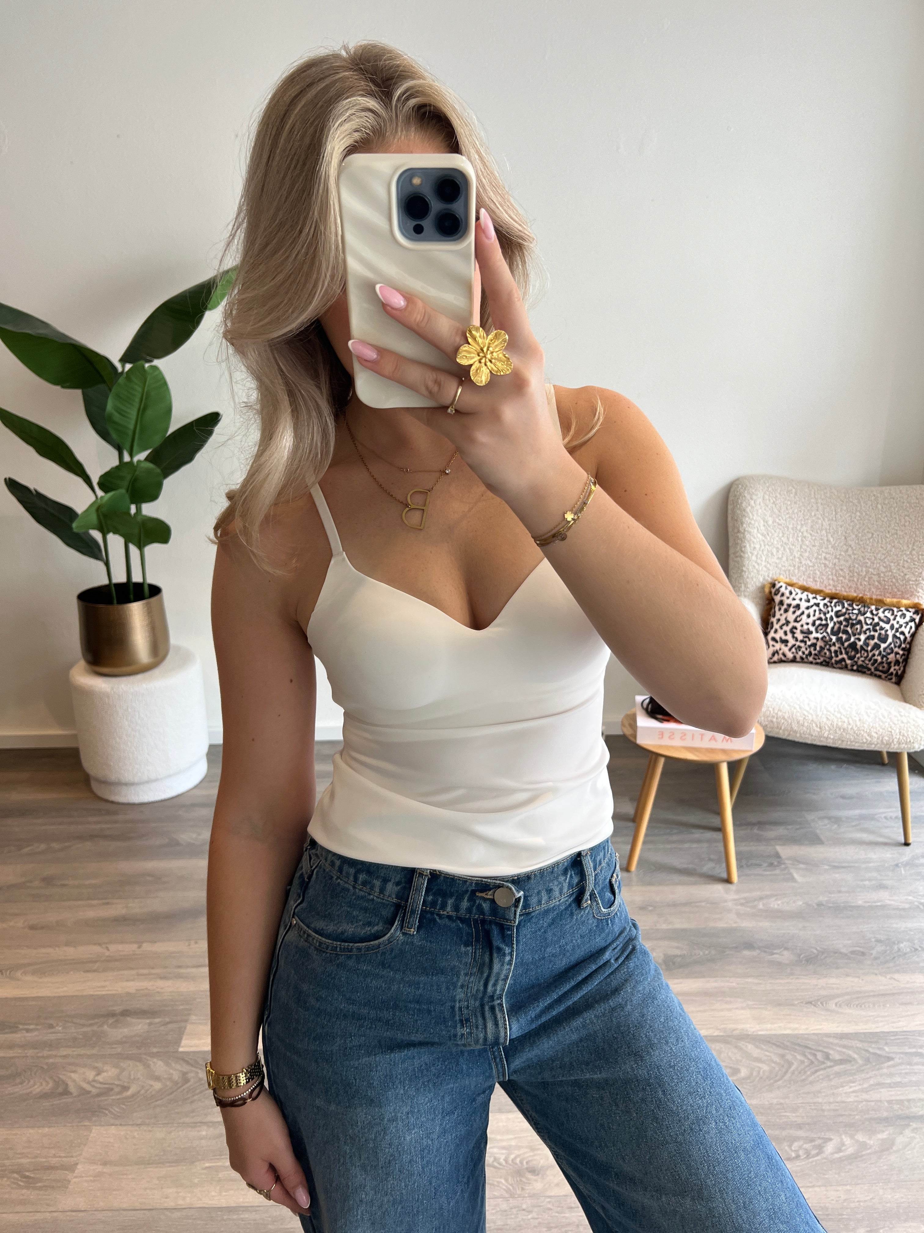 Padded Top Romy | Wit