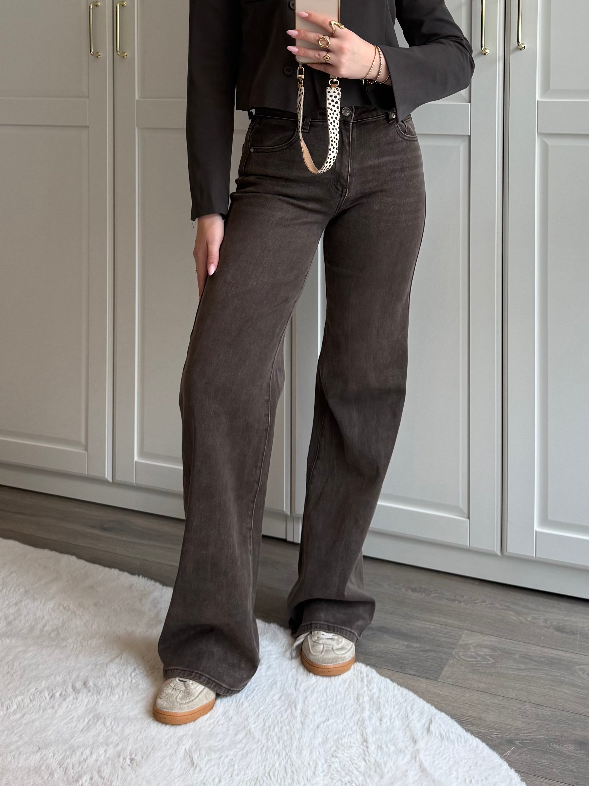 Tall Wide Leg Jeans 7437 | Washed Brown | PRE-ORDER