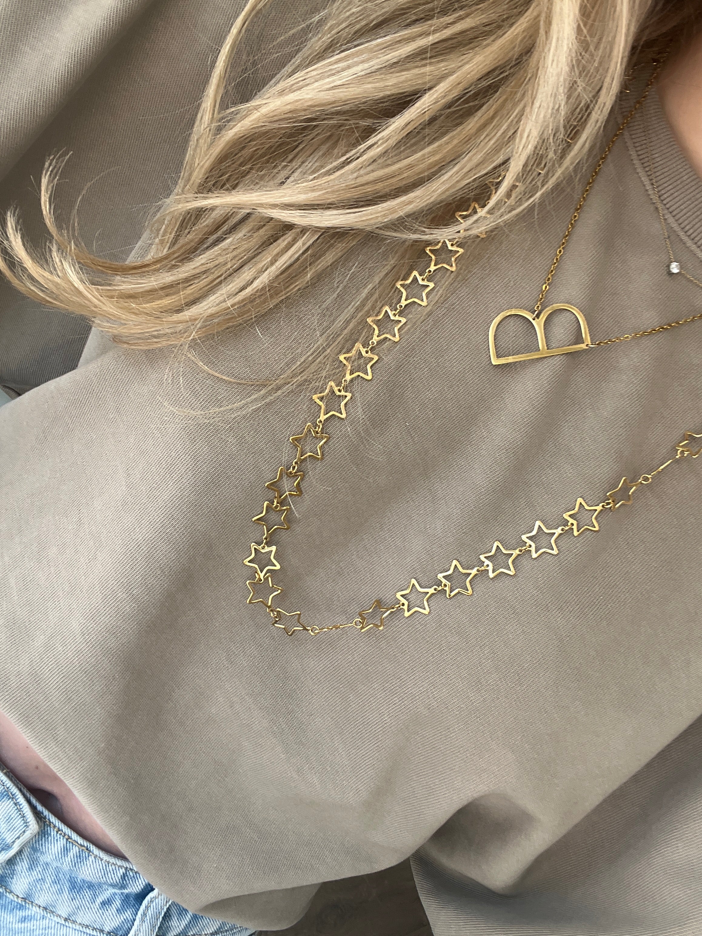Star Ketting Lang | Goud