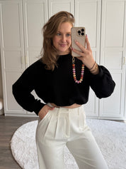 Cropped Sweater | Zwart