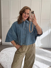 Denim Cape Blouse Lou | Blauw