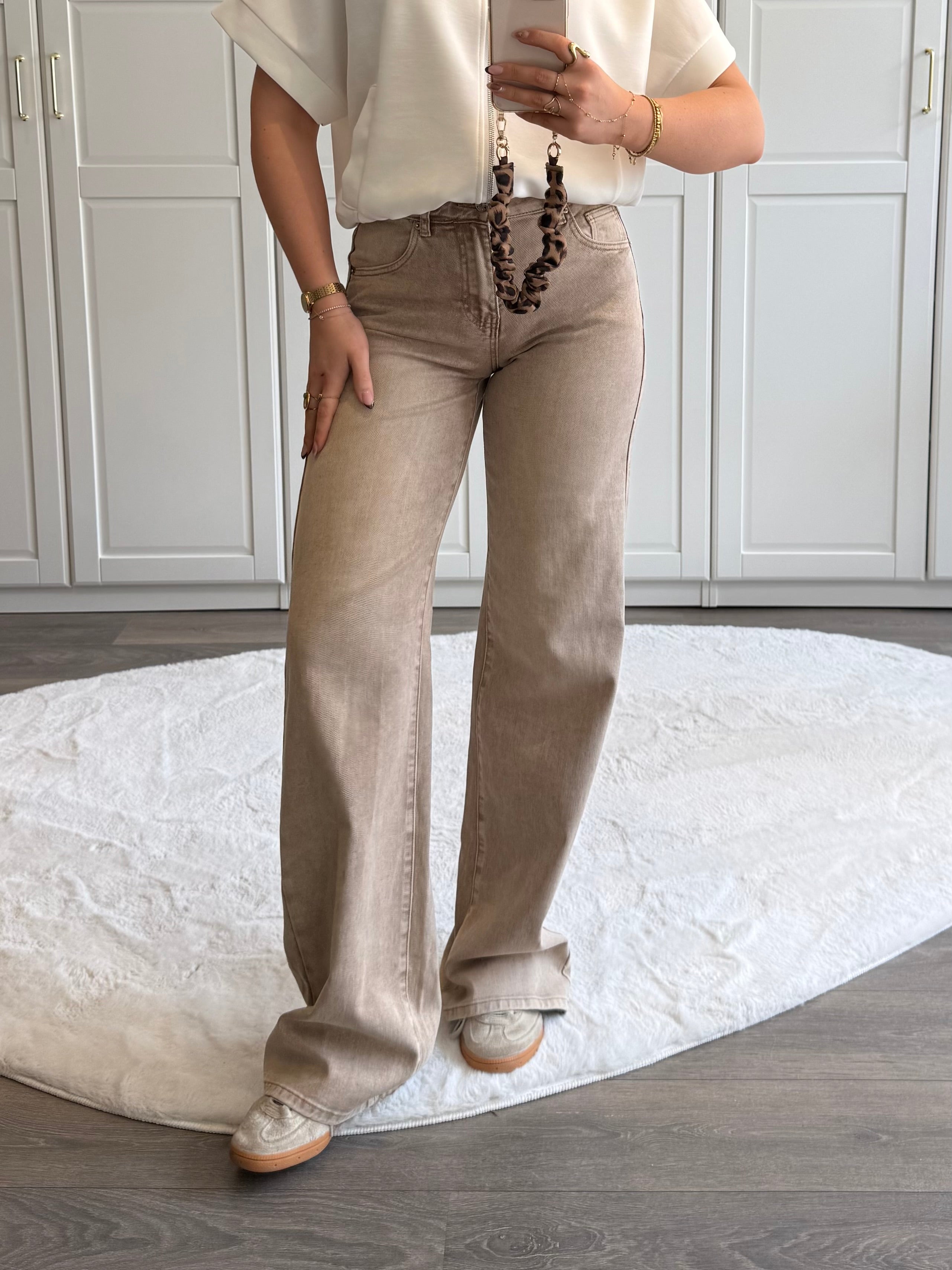 Tall Straight Leg Jeans 7419 | Beige