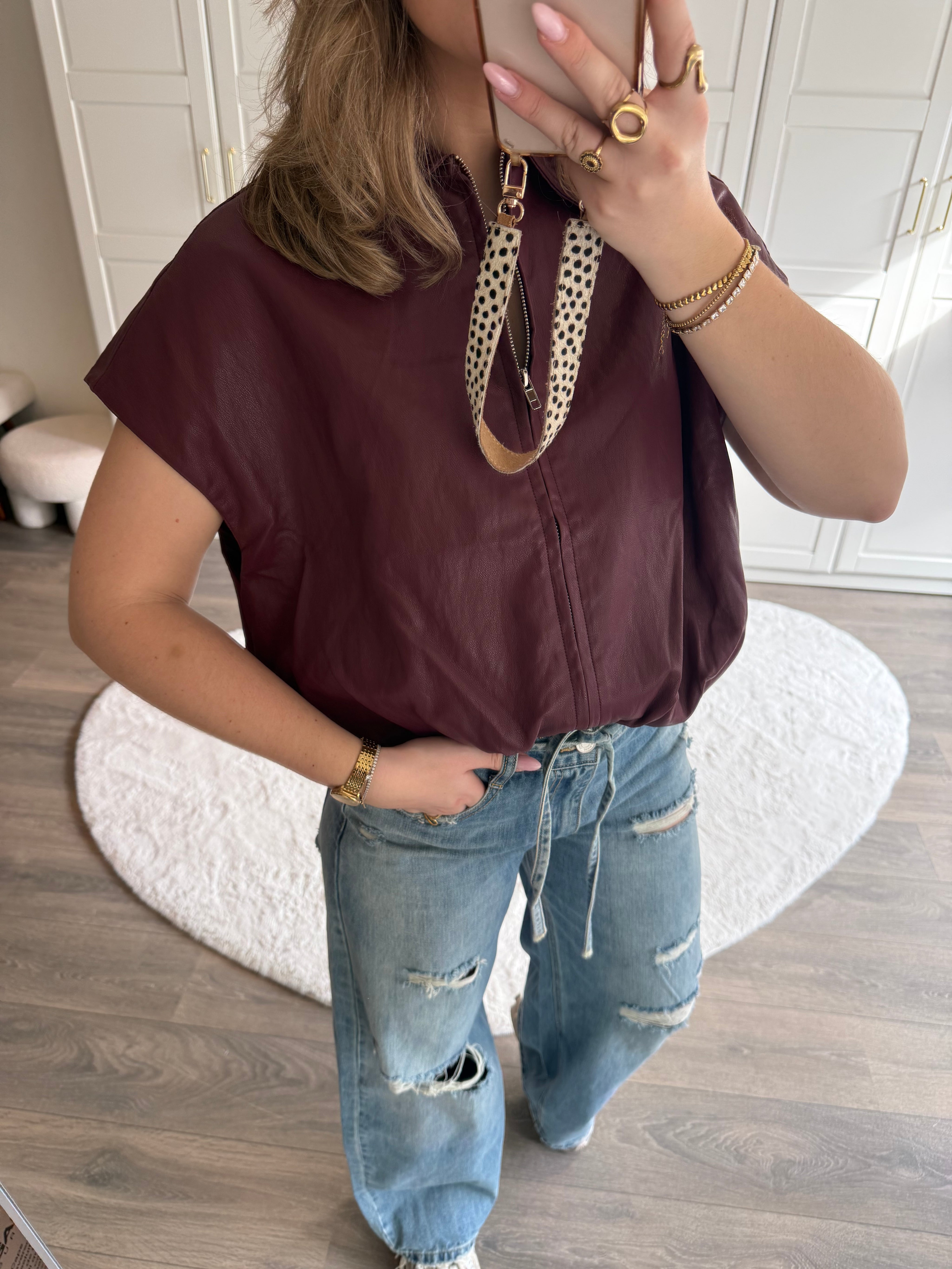 Gilet Alies Leather | Bordeaux