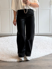 Leather Barrel Pants Saar | Zwart