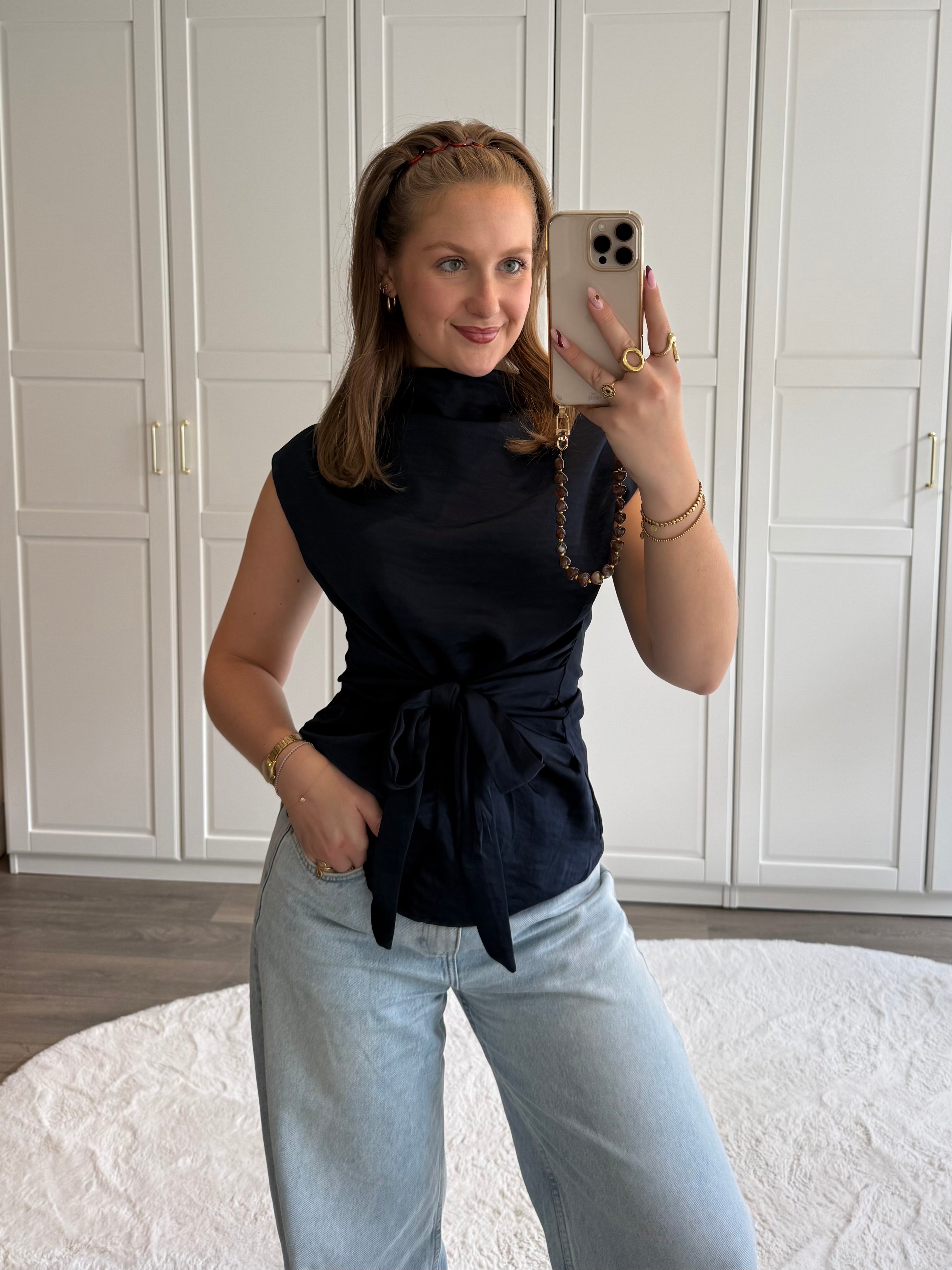 Satin Top Anna | Navy