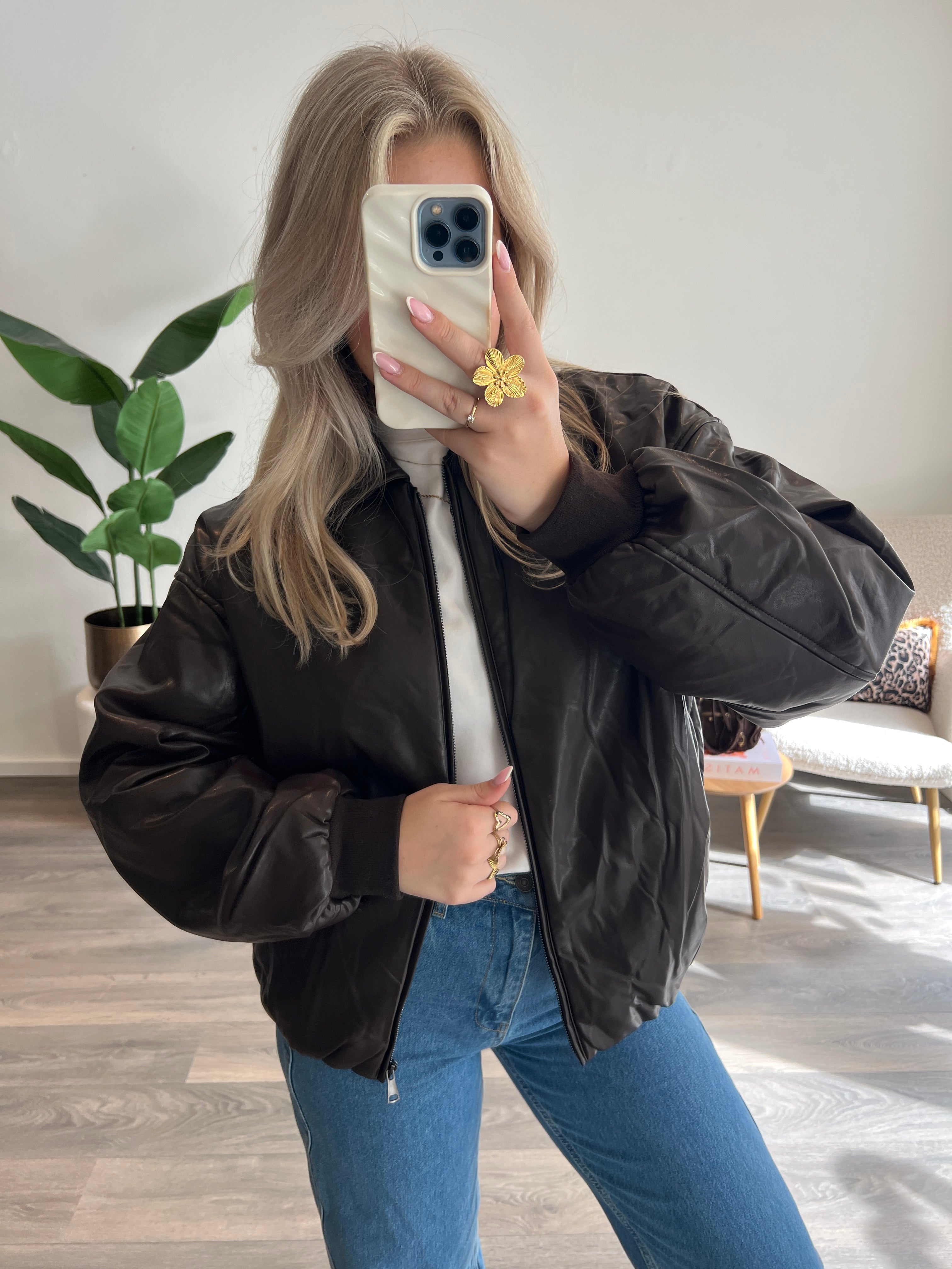 Leather Look Bomberjas | Choco